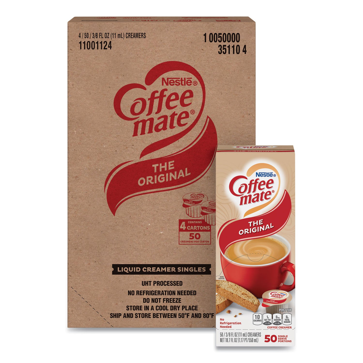 Coffee mate® Liquid Coffee Creamer, Original, 0.38 oz Mini Cups, 50/Box, 4 Boxes/Carton