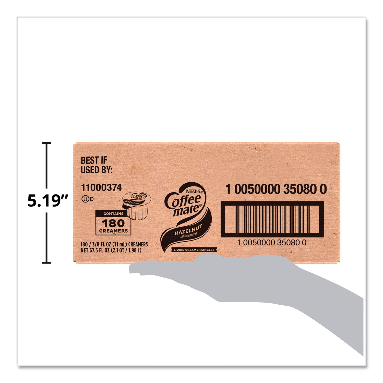 Coffee mate® Liquid Coffee Creamer, Hazelnut, 0.38 Oz Mini Cups, 180/carton