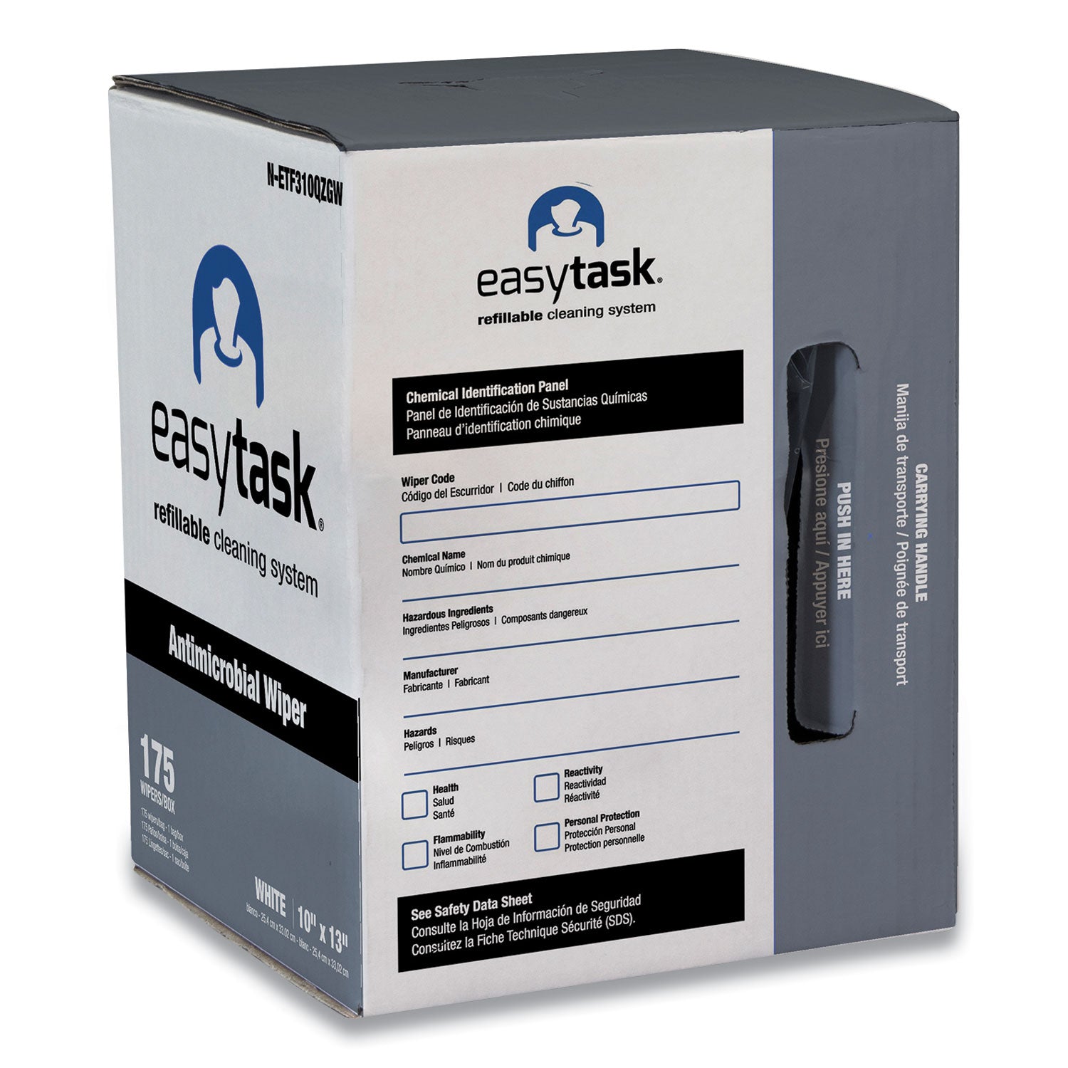 HOSPECO® Easy Task F310 Wiper, Quarterfold, 1-Ply, 10 x 13, White, Zipper Bag, 175/Bag