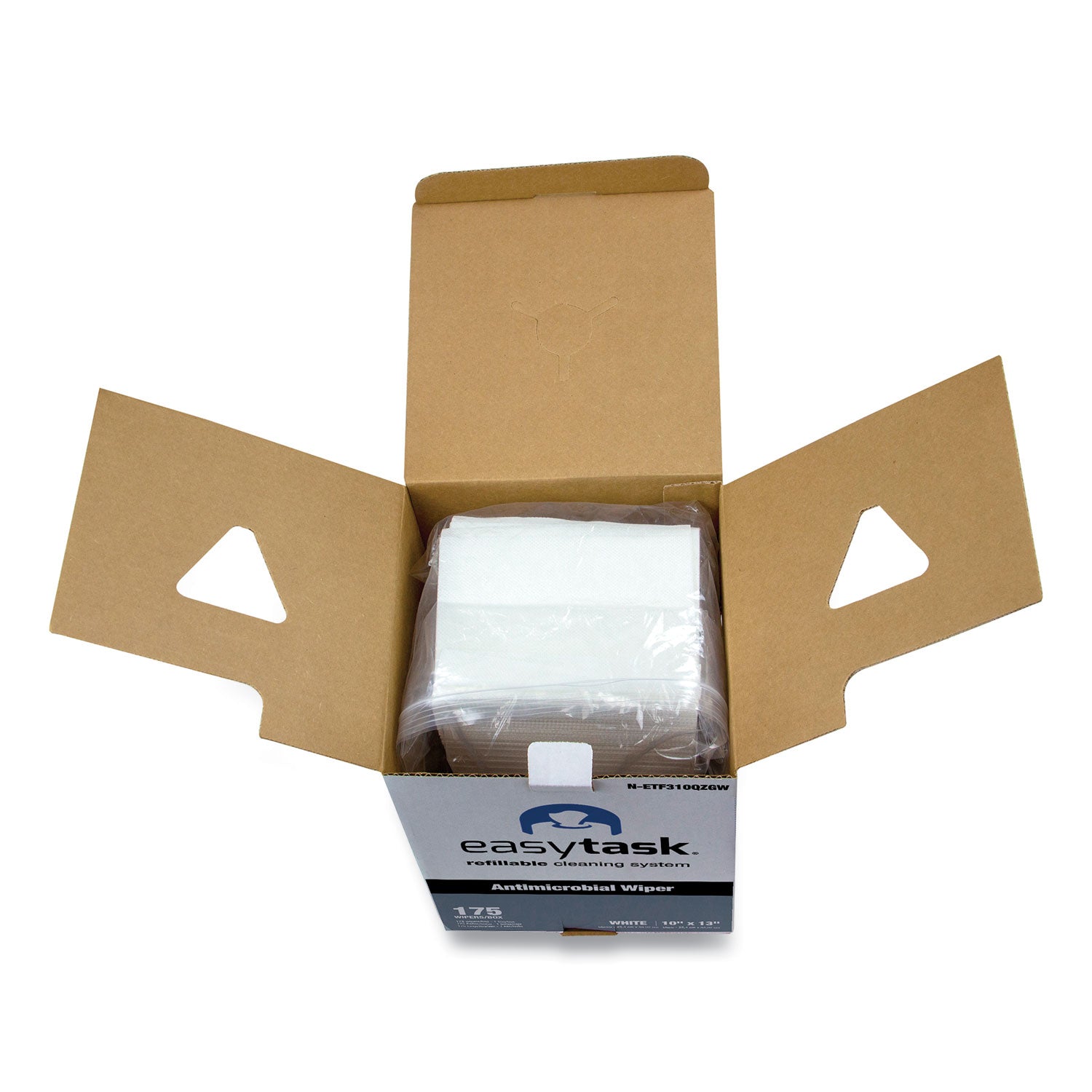 HOSPECO® Easy Task F310 Wiper, Quarterfold, 1-Ply, 10 x 13, White, Zipper Bag, 175/Bag