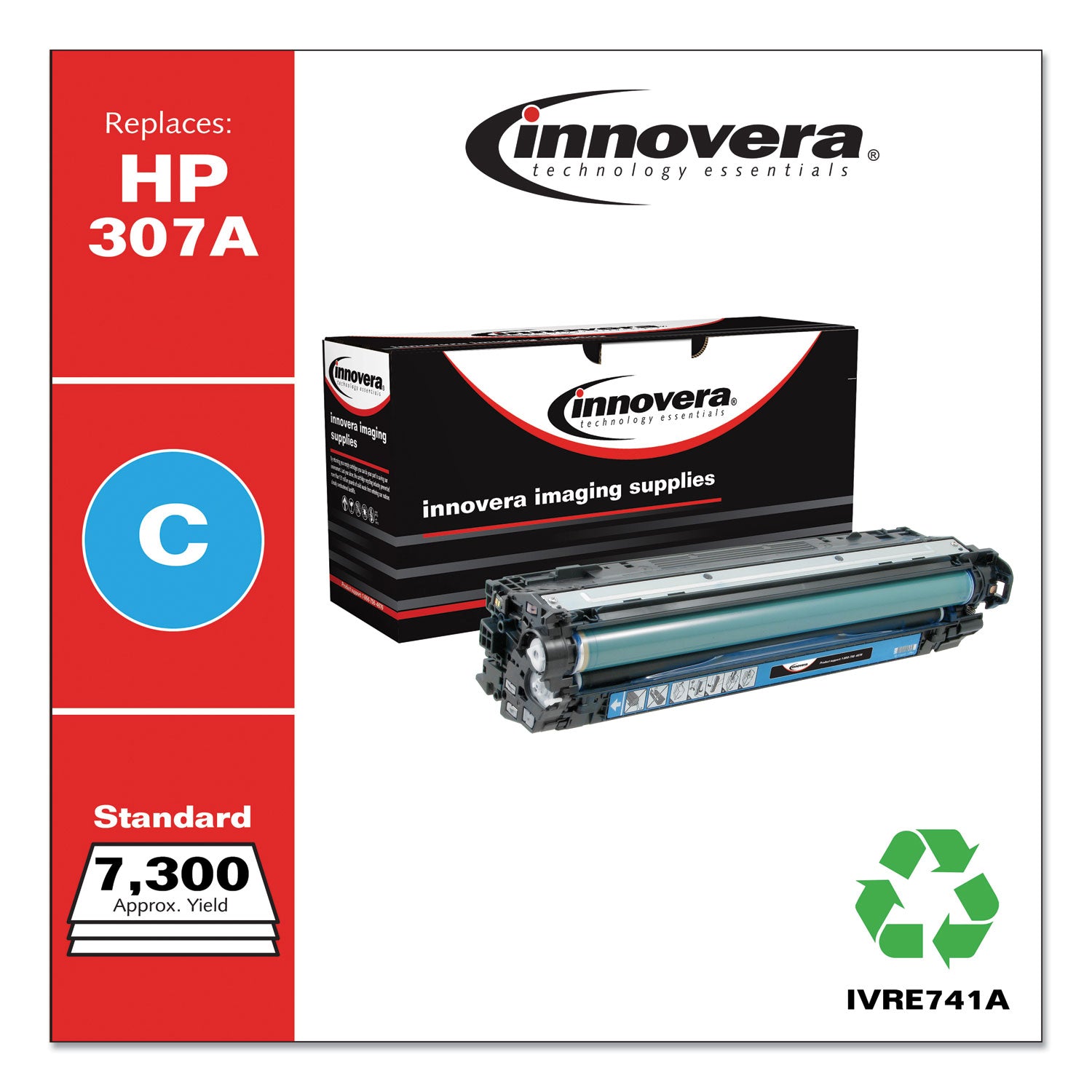 Innovera® Remanufactured Cyan Toner, Replacement for 307A (CE741A), 7,300 Page-Yield