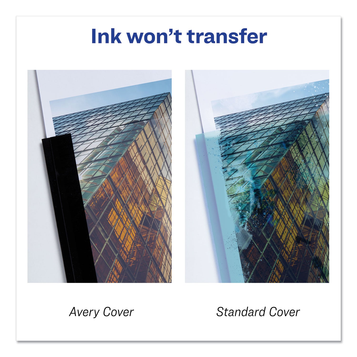 Avery® Durable Clear Front Report Cover, Prong Fastener, 0.13" Capacity, 8.5 X 11, Clear/blue, 25/box