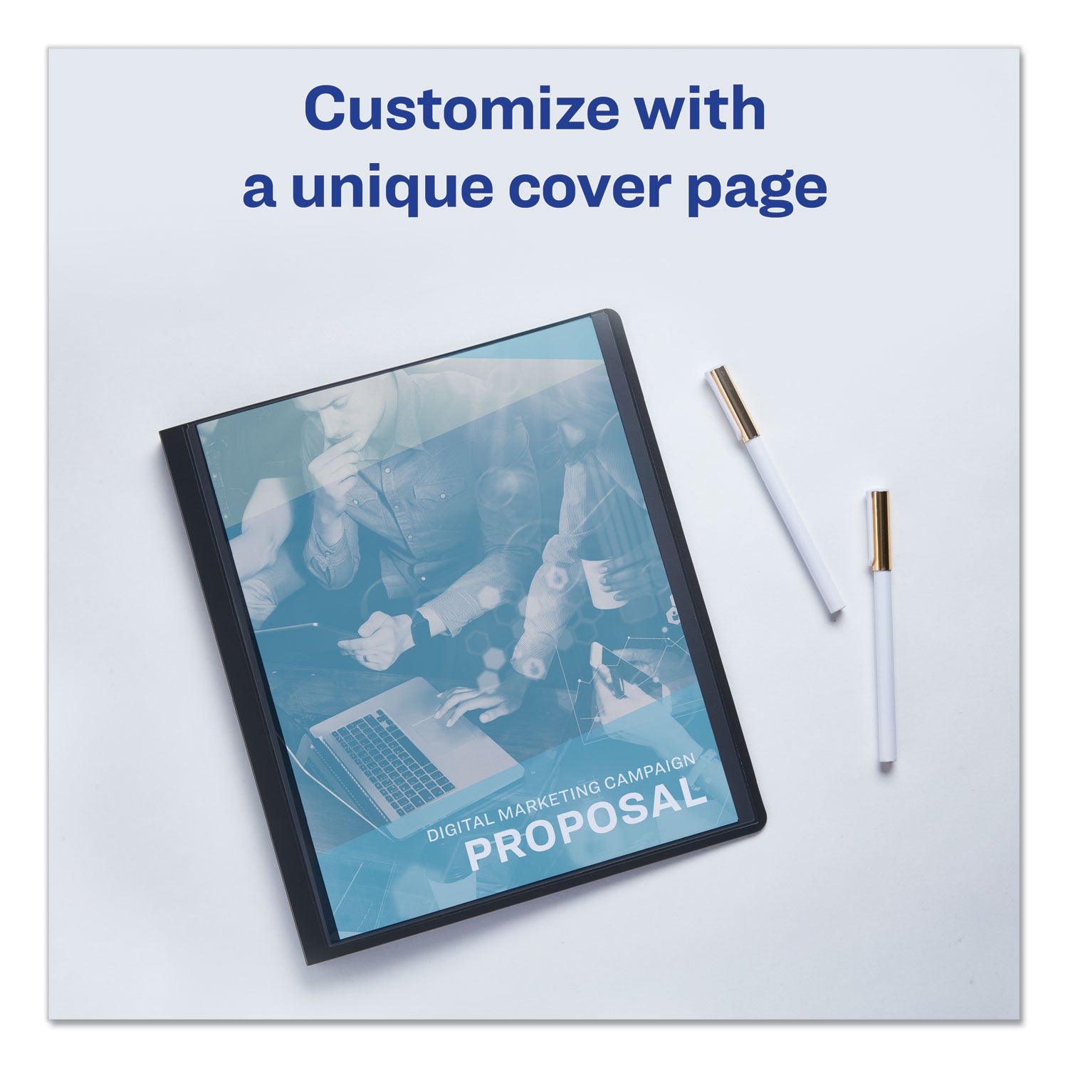 Avery® Lay Flat View Report Cover, Flexible Fastener, 0.5" Capacity, 8.5 X 11, Clear/gray