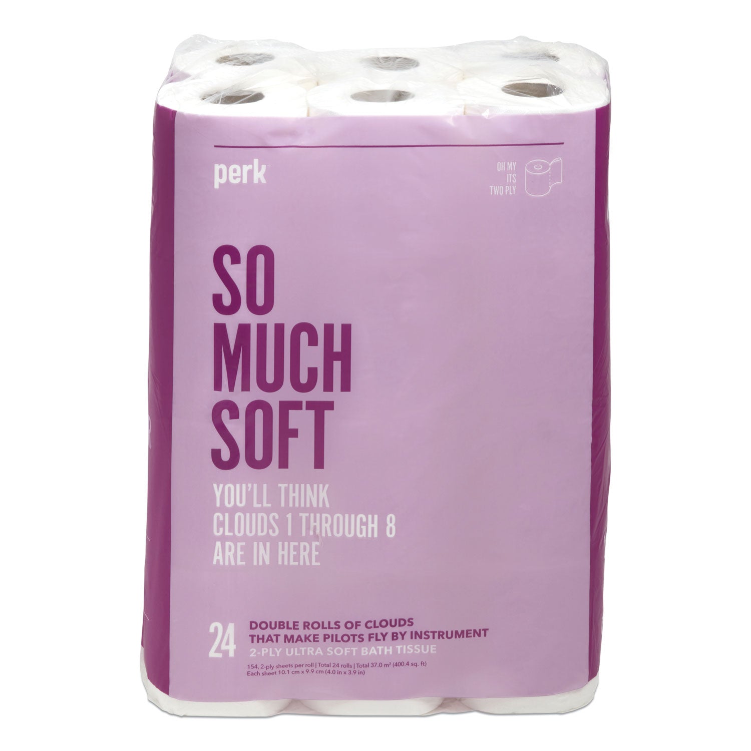 Perk™ Ultra Soft 2-Ply Standard Toilet Paper, Septic Safe, White, 154 Sheets/Roll, 24 Rolls/Pack