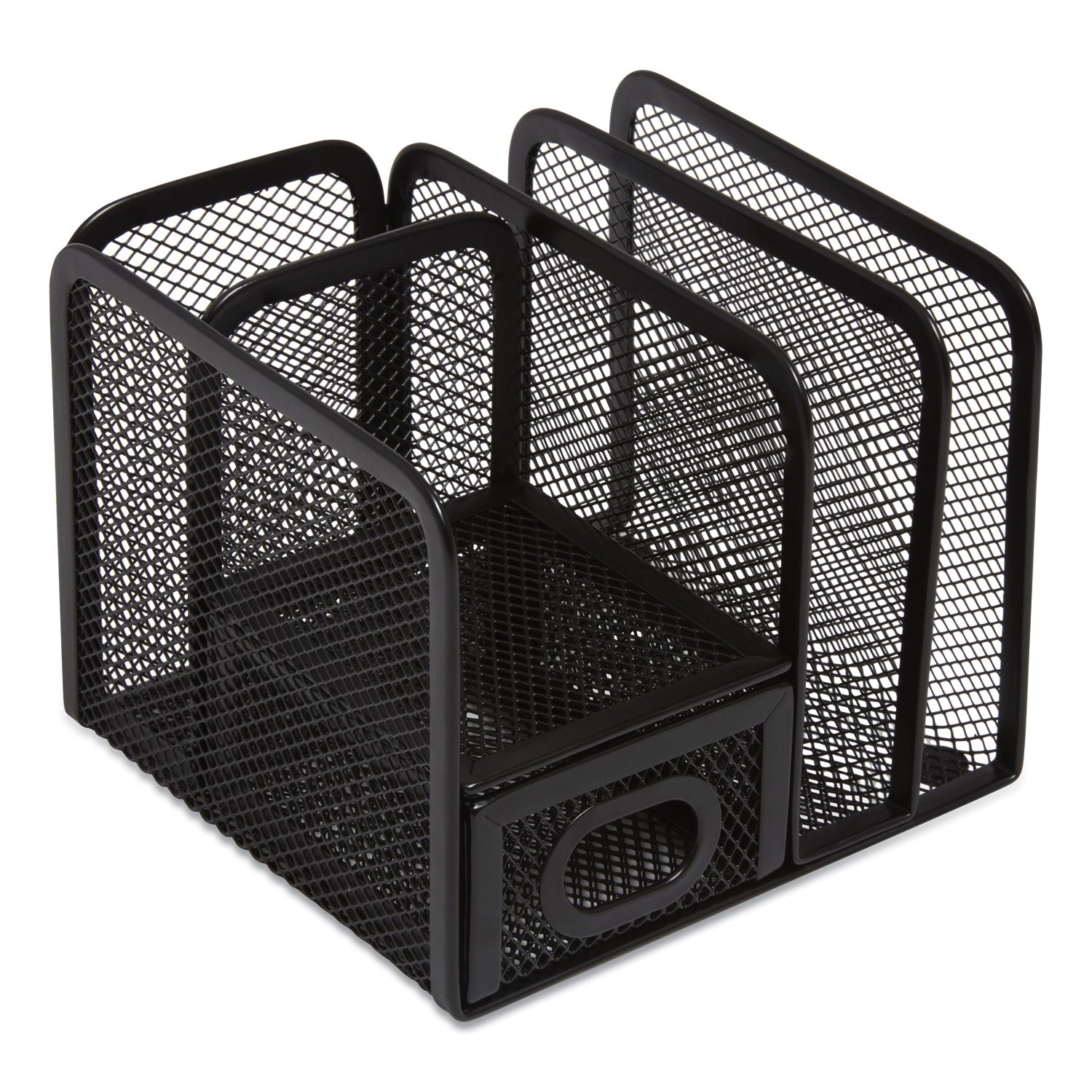 TRU RED™ Five Compartment Wire Mesh Accessory Holder, 5.9 X 6.29 X 5.11, Black