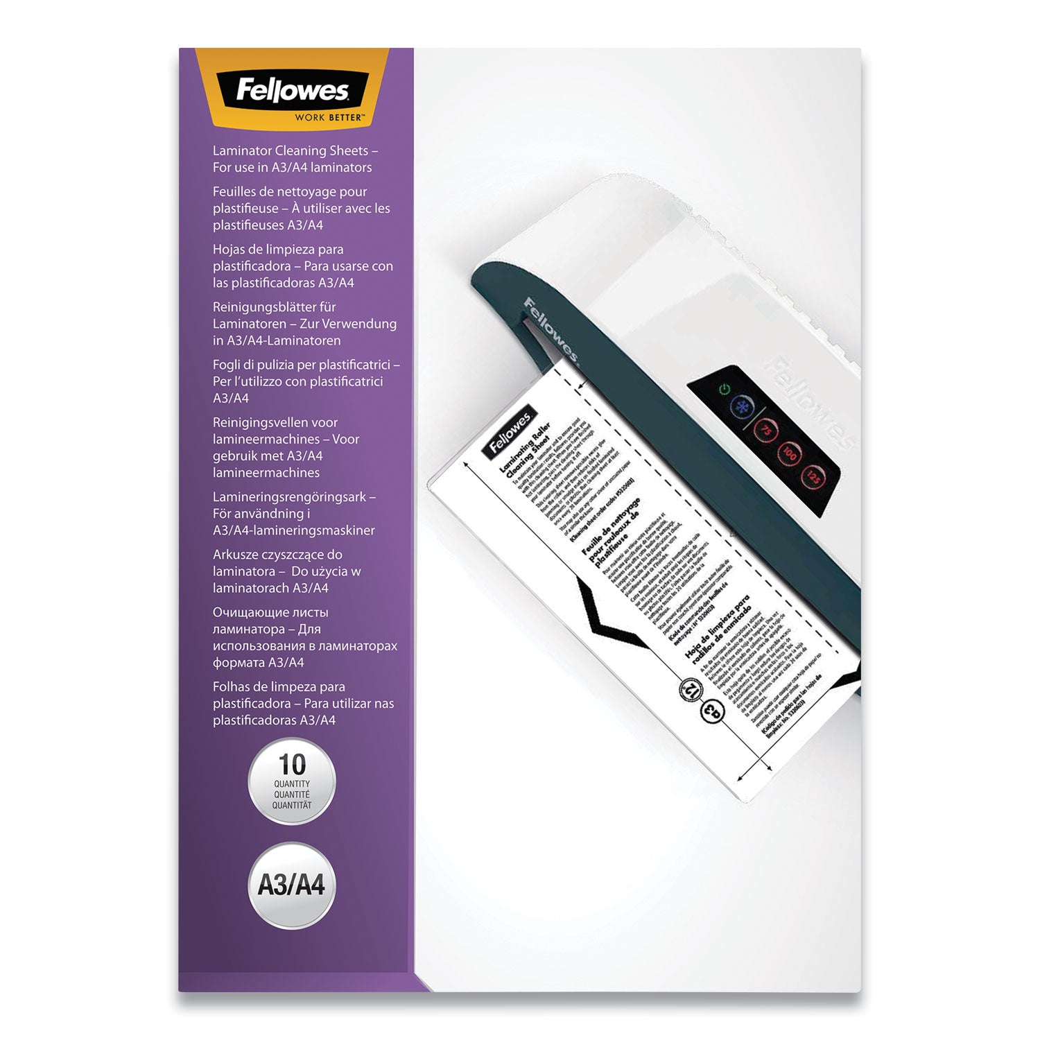 Laminator Cleaning Sheets, 3 to 10 mil, 8.5" x 11", White, 10/Pack