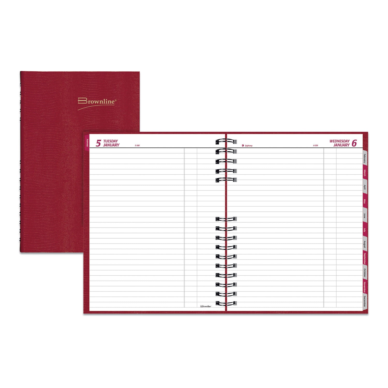 CoilPro Daily Planner, 10 x 7.88, Red Cover, 12-Month (Jan to Dec): 2025