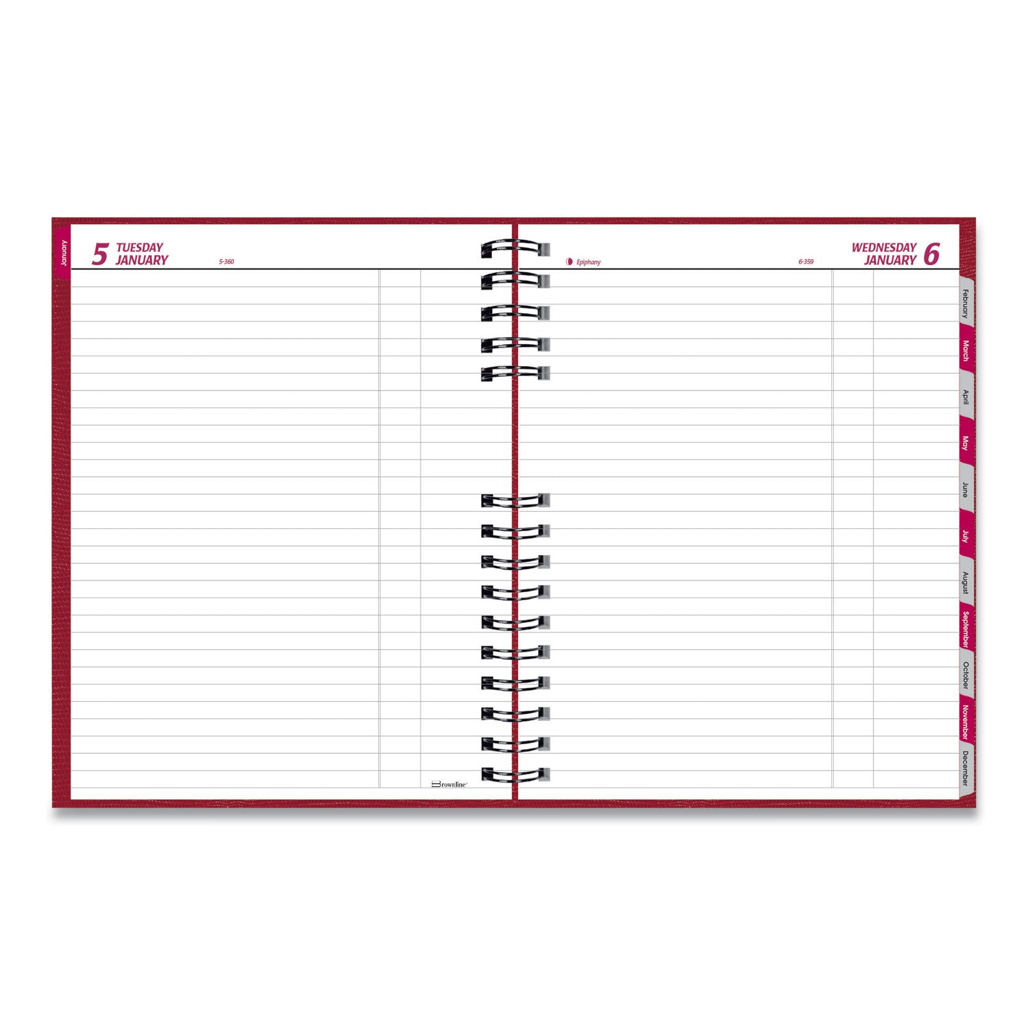 Brownline® CoilPro Daily Planner, 10 x 7.88, Red Cover, 12-Month (Jan to Dec): 2025
