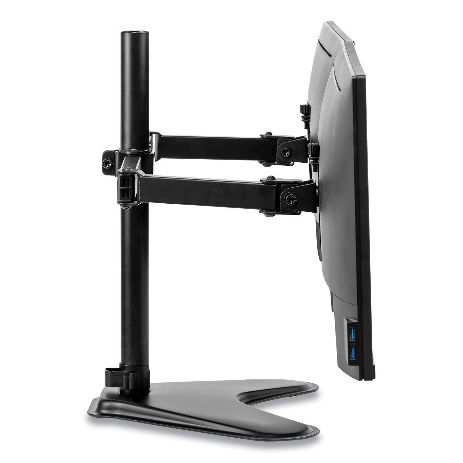 Fellowes® Professional Series Freestanding Dual Horizontal Monitor Arm, For 30" Monitors, 35.75" X 11" X 18.25", Black, Supports 17 Lb