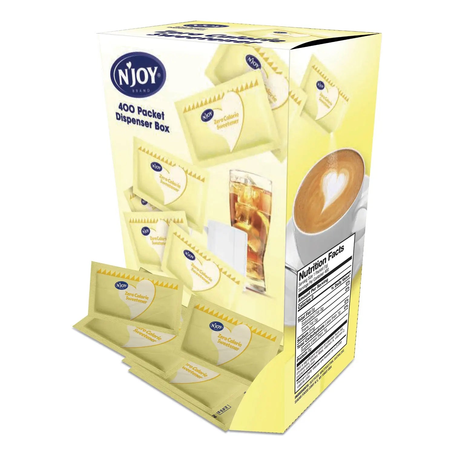 Yellow Sucralose Zero Calorie Sweetener Packets, 0.04 oz Packet, 400 Packets/Box N'Joy Flipcost