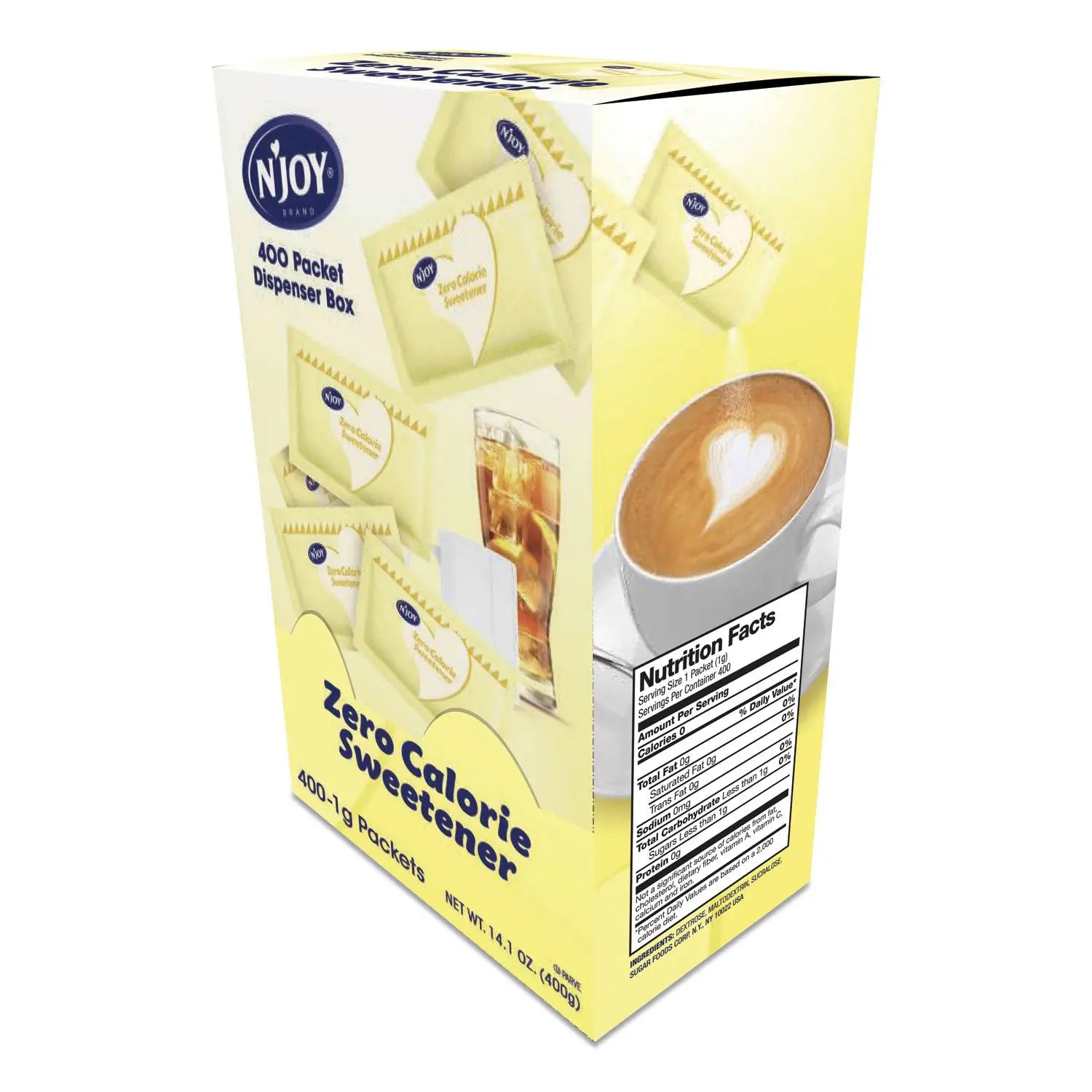 Yellow Sucralose Zero Calorie Sweetener Packets, 0.04 oz Packet, 400 Packets/Box N'Joy Flipcost