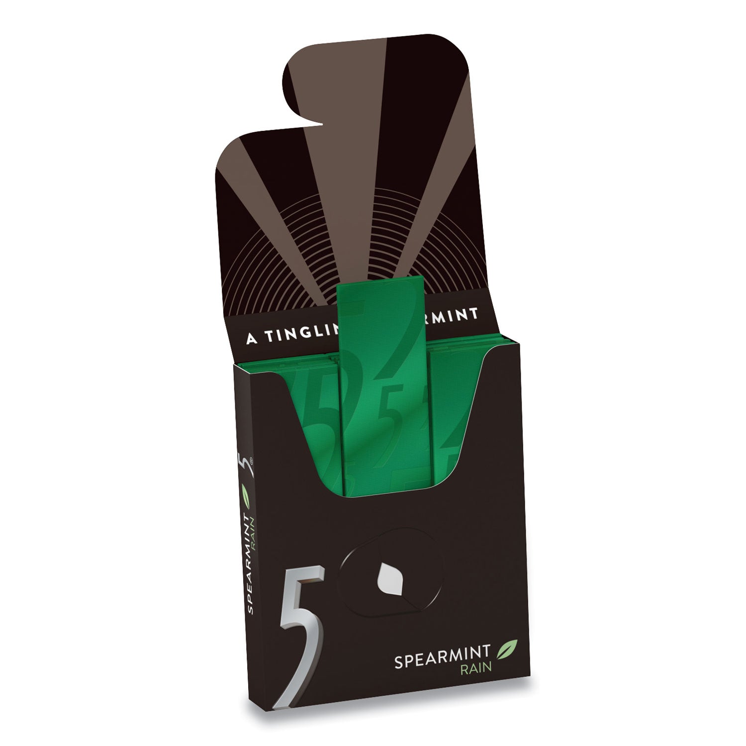 Wrigley's® 5 Gum, Spearmint Rain, 15 Sticks/pack, 10 Packs/box