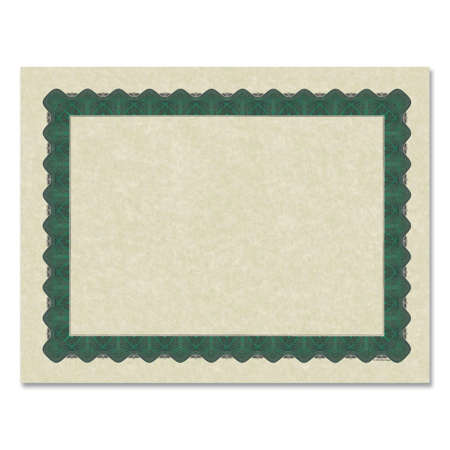 Great Papers!® Metallic Border Certificates, 11 X 8.5, Ivory/green With Green Border, 100/pack