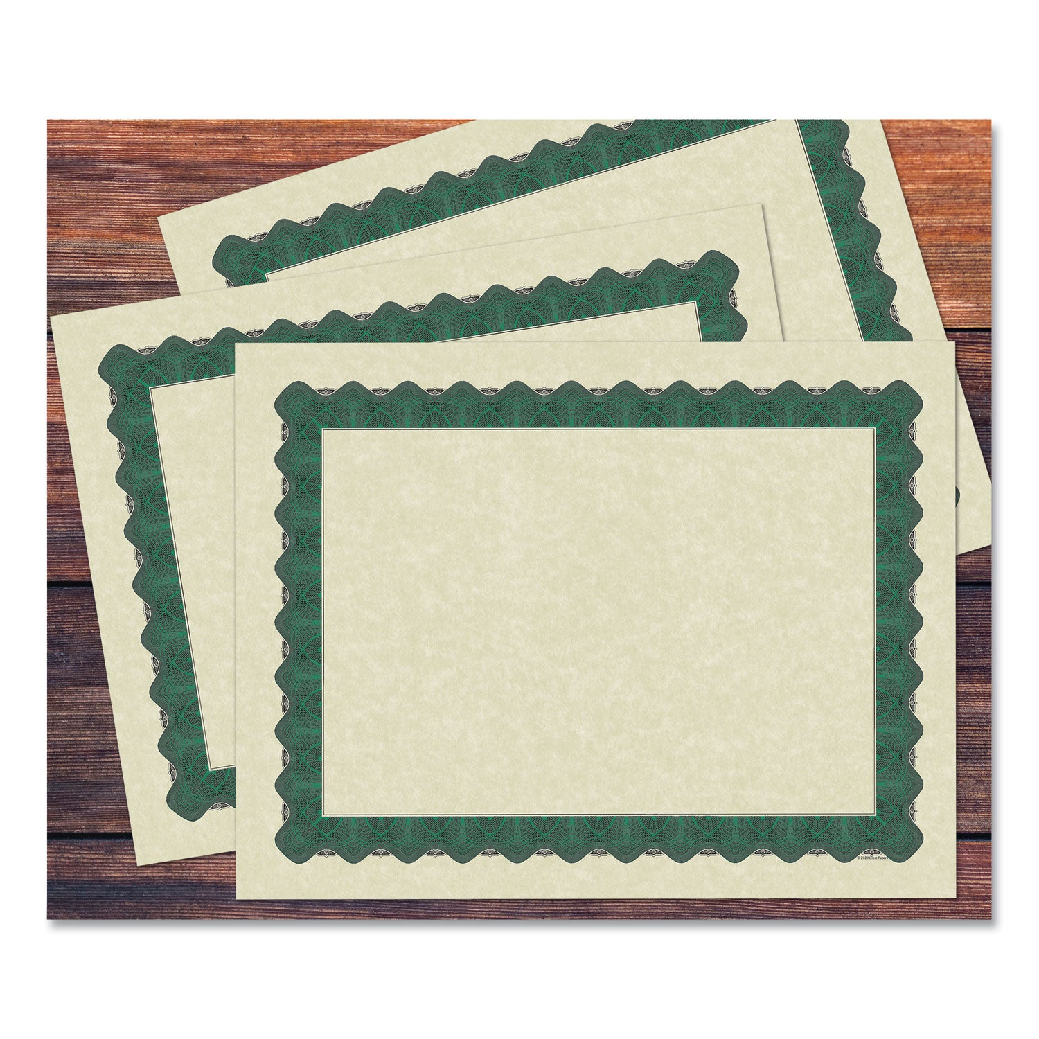 Great Papers!® Metallic Border Certificates, 11 X 8.5, Ivory/green With Green Border, 100/pack