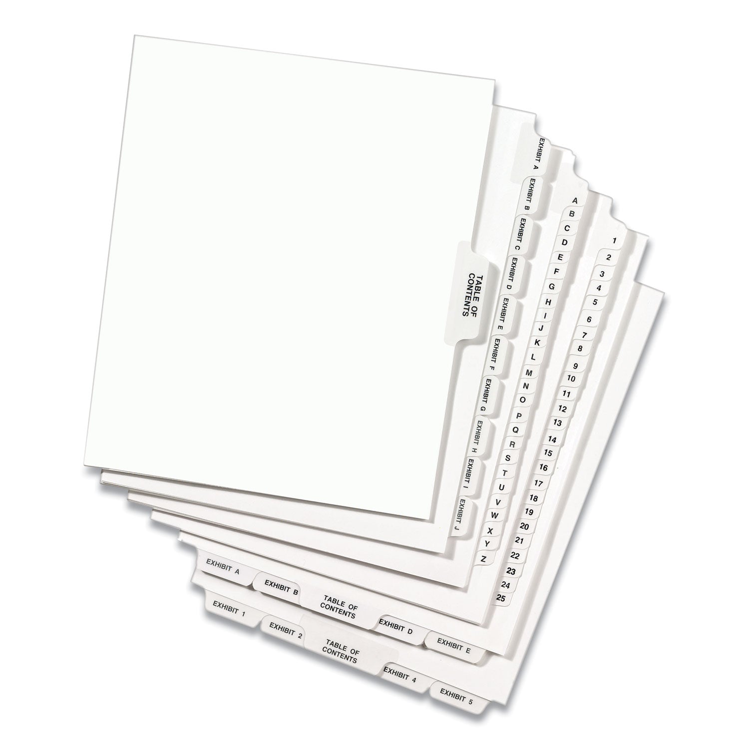 Avery® Preprinted Legal Exhibit Side Tab Index Dividers, Avery Style, 10-Tab, 2, 11 X 8.5, White, 25/pack