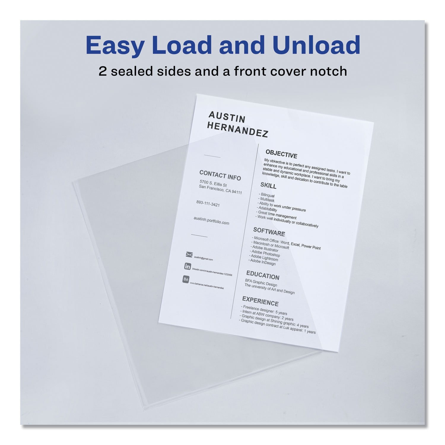 Avery® Clear Plastic Sleeves, Letter Size, Clear, 12/pack