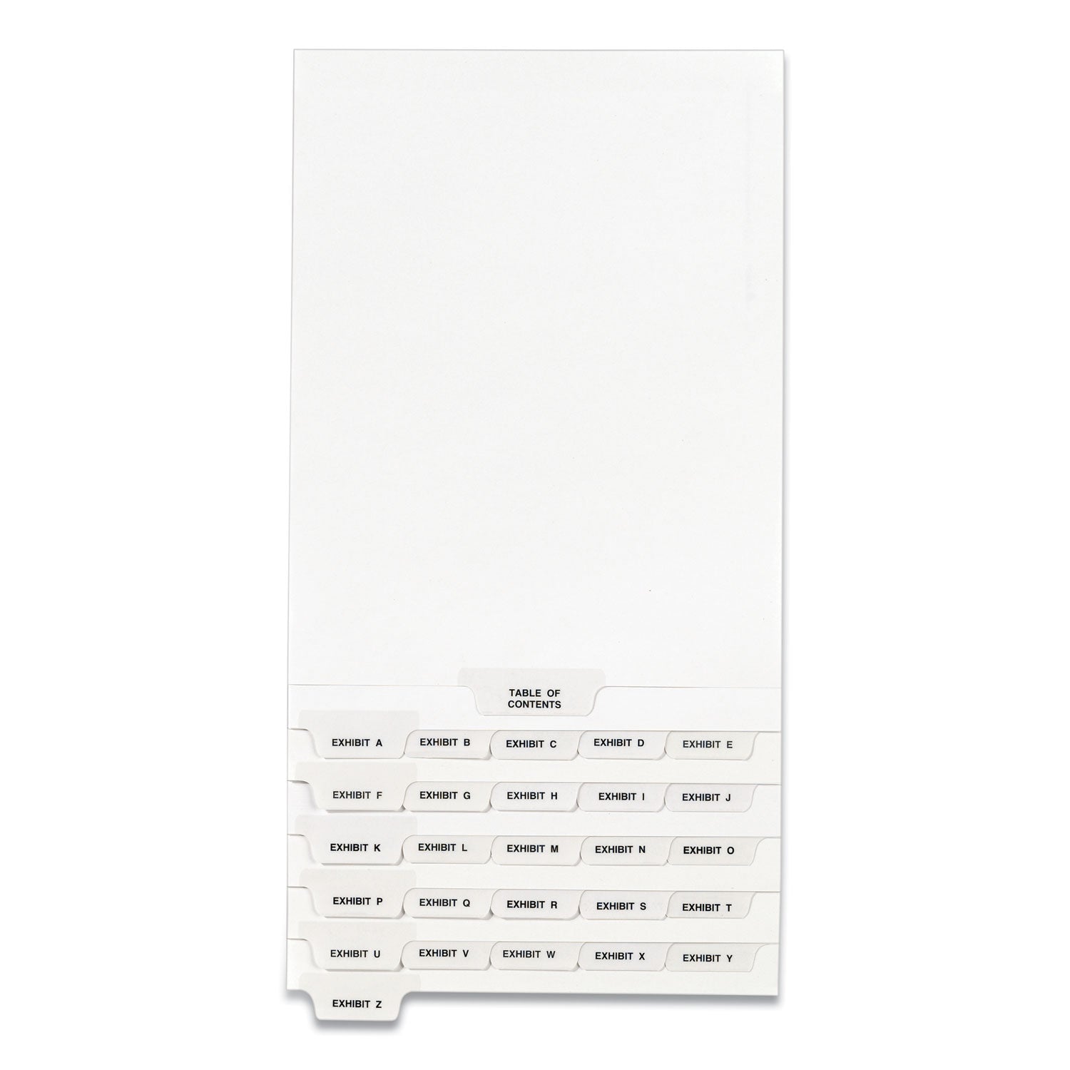 Avery® Preprinted Legal Exhibit Bottom Tab Index Dividers, Avery Style, 27-Tab, Exhibit A To Exhibit Z, 11 X 8.5, White, 1 Set
