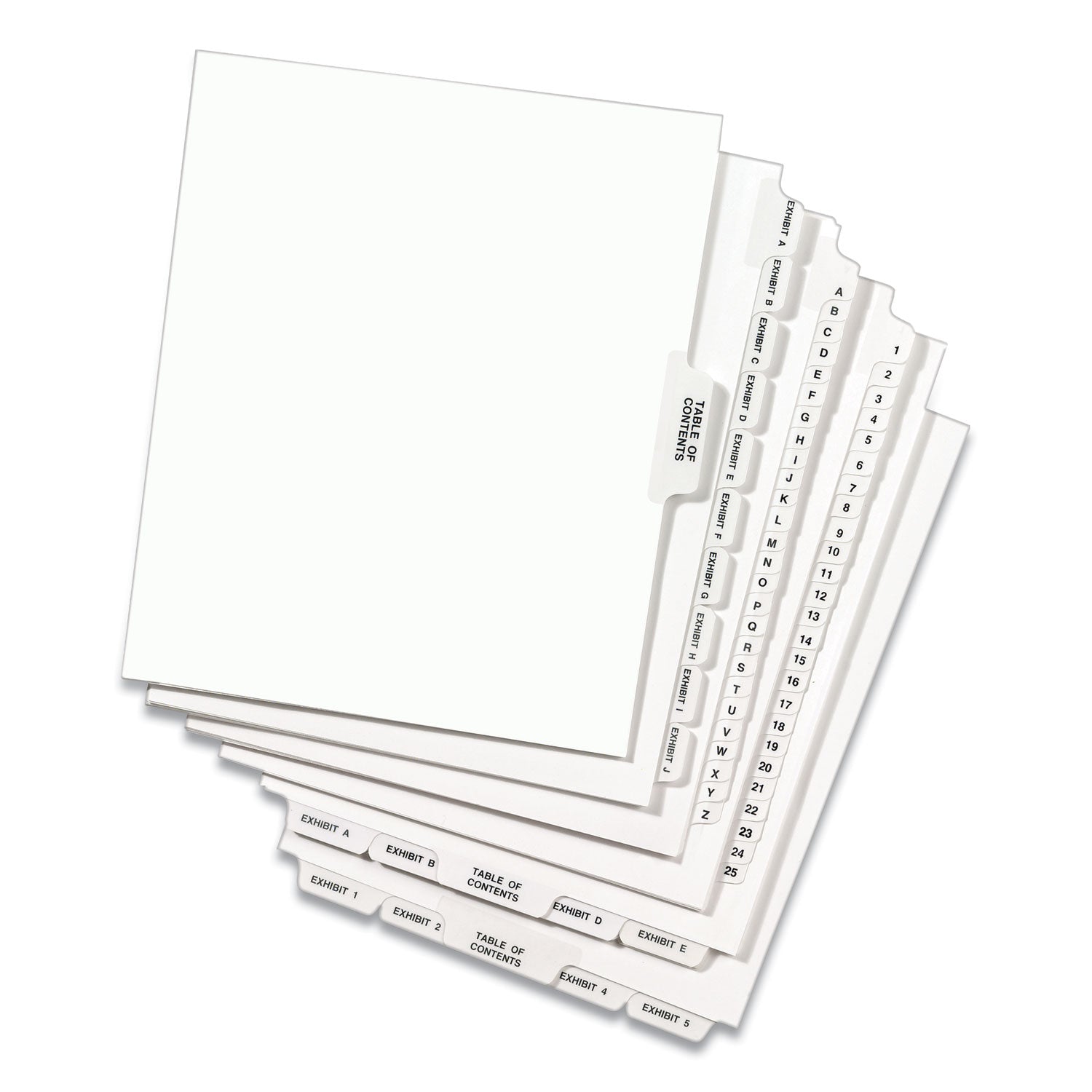 Avery® Preprinted Legal Exhibit Side Tab Index Dividers, Avery Style, 25-Tab, 1 To 25, 11 X 8.5, White, 1 Set