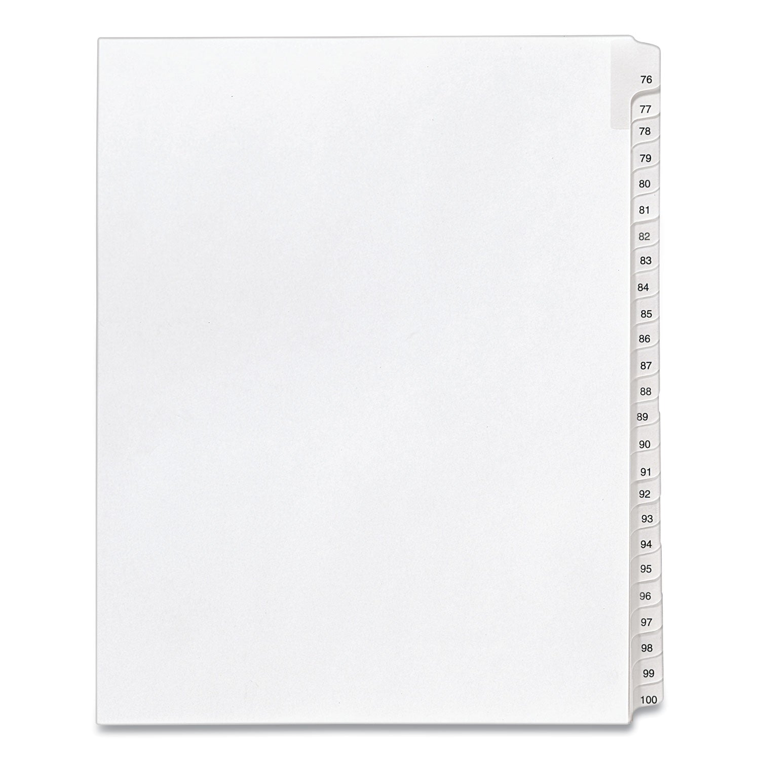 Preprinted Legal Exhibit Side Tab Index Dividers, Allstate Style, 25-Tab, 76 to 100, 11 x 8.5, White, 1 Set, (1704)
