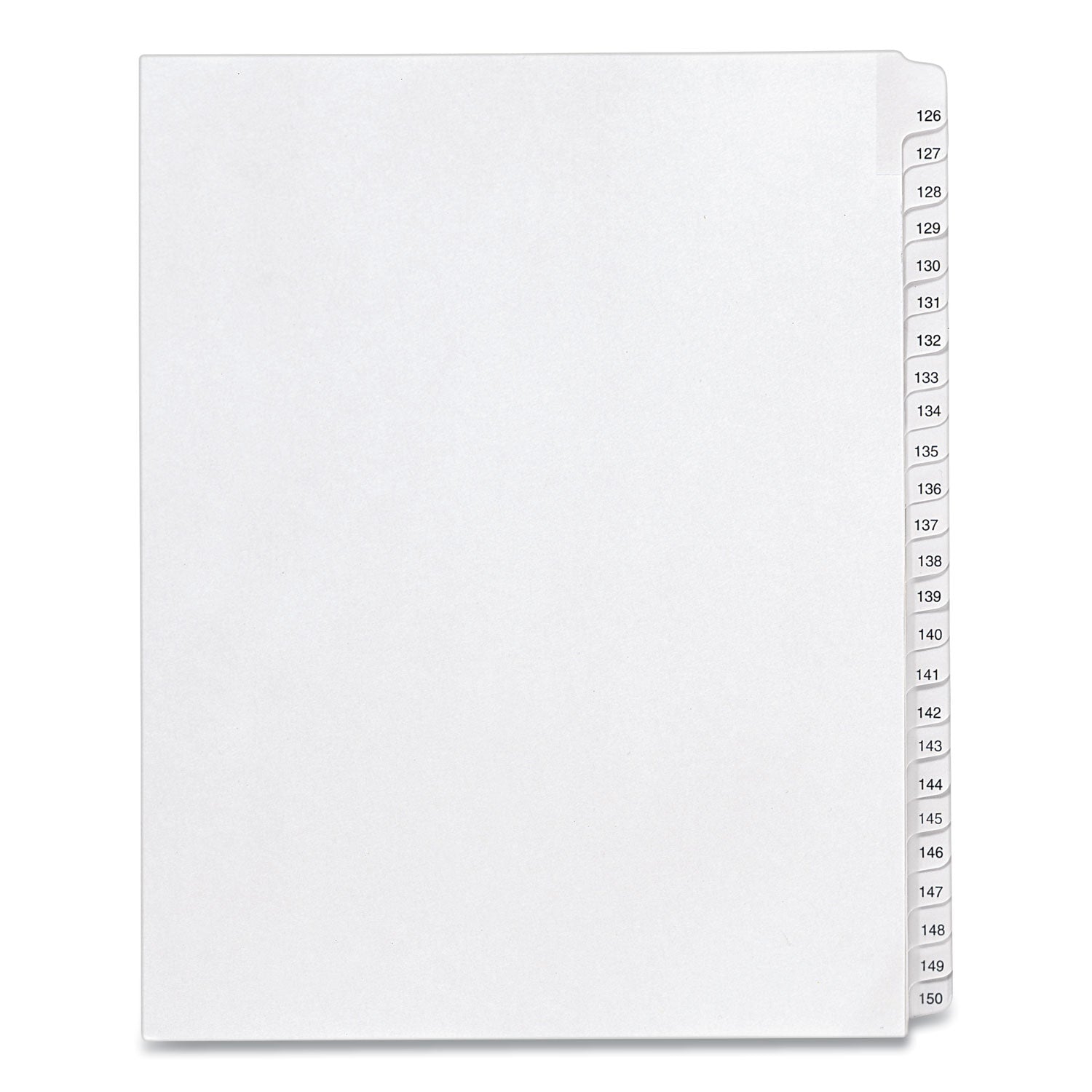 Preprinted Legal Exhibit Side Tab Index Dividers, Allstate Style, 25-Tab, 126 to 150, 11 x 8.5, White, 1 Set, (1706)