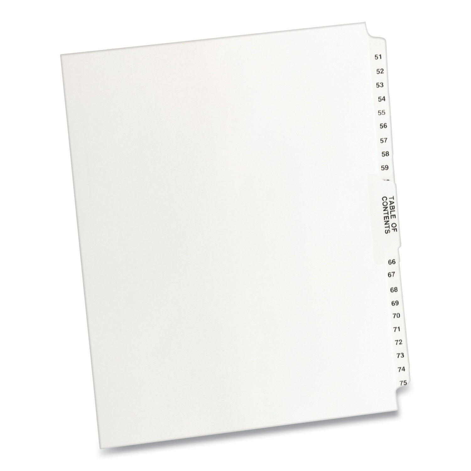 Preprinted Legal Exhibit Side Tab Index Dividers, Avery Style, 26-Tab, 51 to 75, 11 x 8.5, White, 1 Set