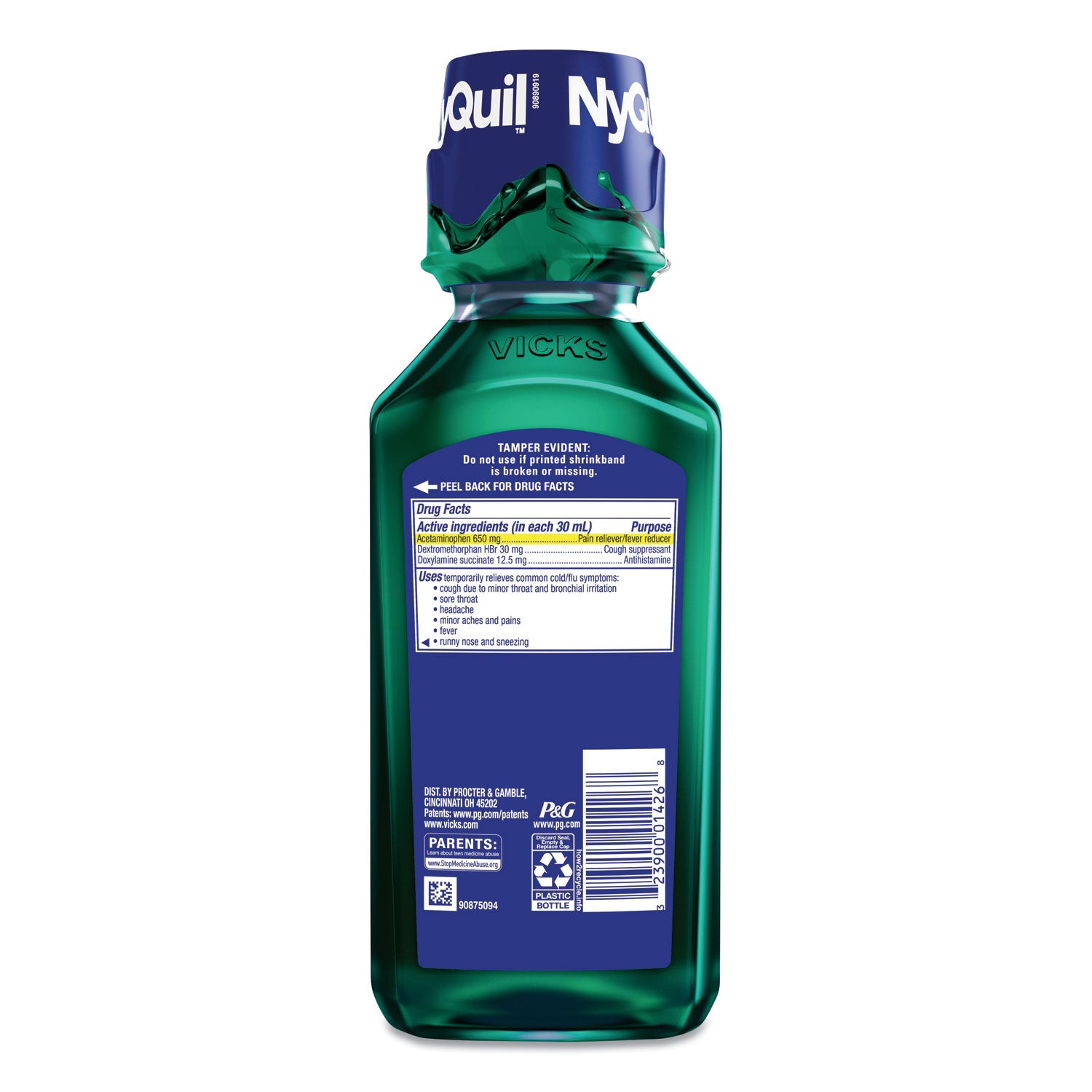 Vicks® Nyquil Cold And Flu Nighttime Liquid, 12 Oz Bottle, 12/carton