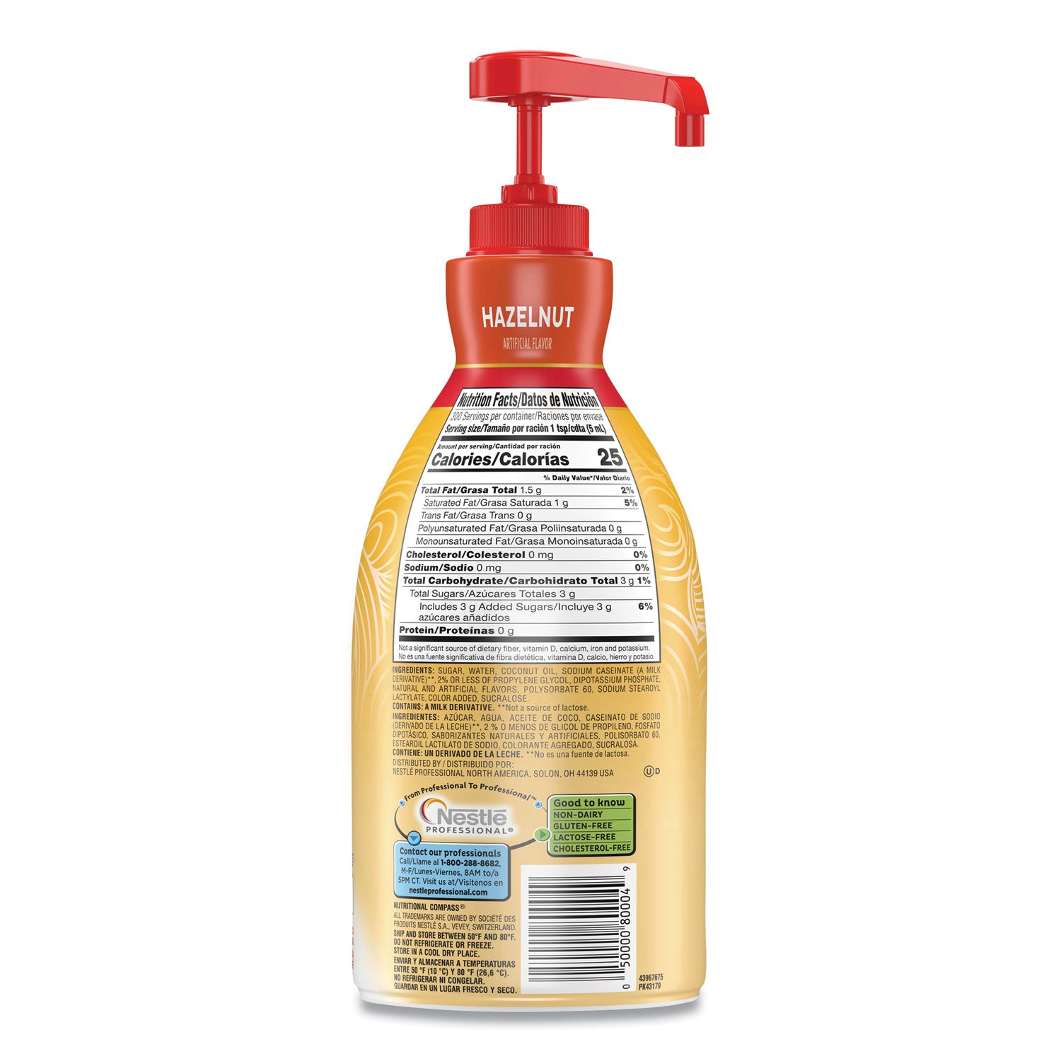 Coffee mate® Liquid Coffee Creamer, Hazelnut, 1.5 L Pump Bottle, 2/Carton