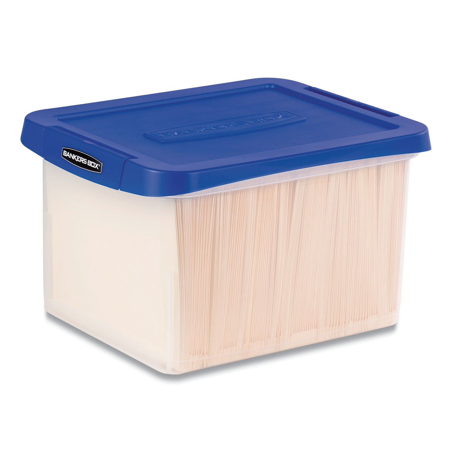 Bankers Box® Heavy Duty Plastic File Storage, Letter/legal Files, 14" X 17.38" X 10.5", Clear/blue