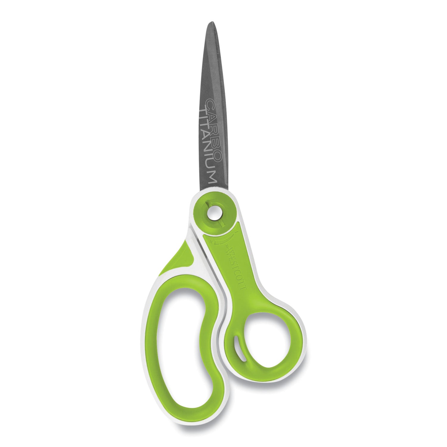 Westcott® CarboTitanium Bonded Scissors, 8" Long, 3.25" Cut Length, Straight White/Green Handle