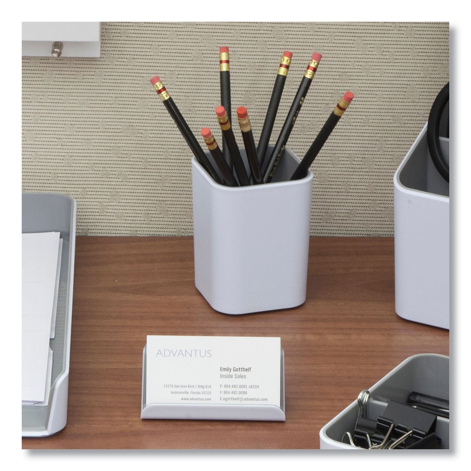 Advantus Fusion Letter Tray, 1 Section, Letter Size Files, 12.63 x 10 x 1.75, White/Gray