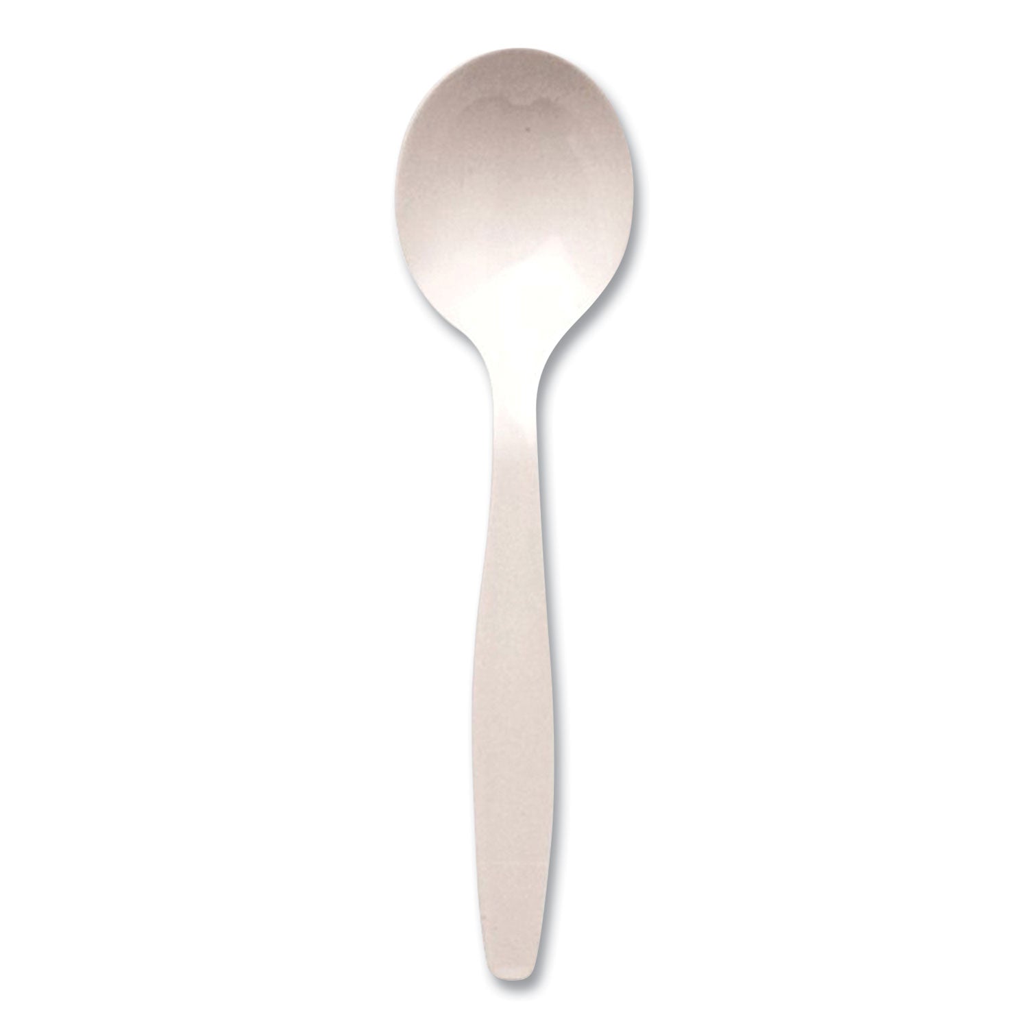 Berkley Square Individually Wrapped Mediumweight Cutlery, Soup Spoon, Plastic, White, 1,000/Carton