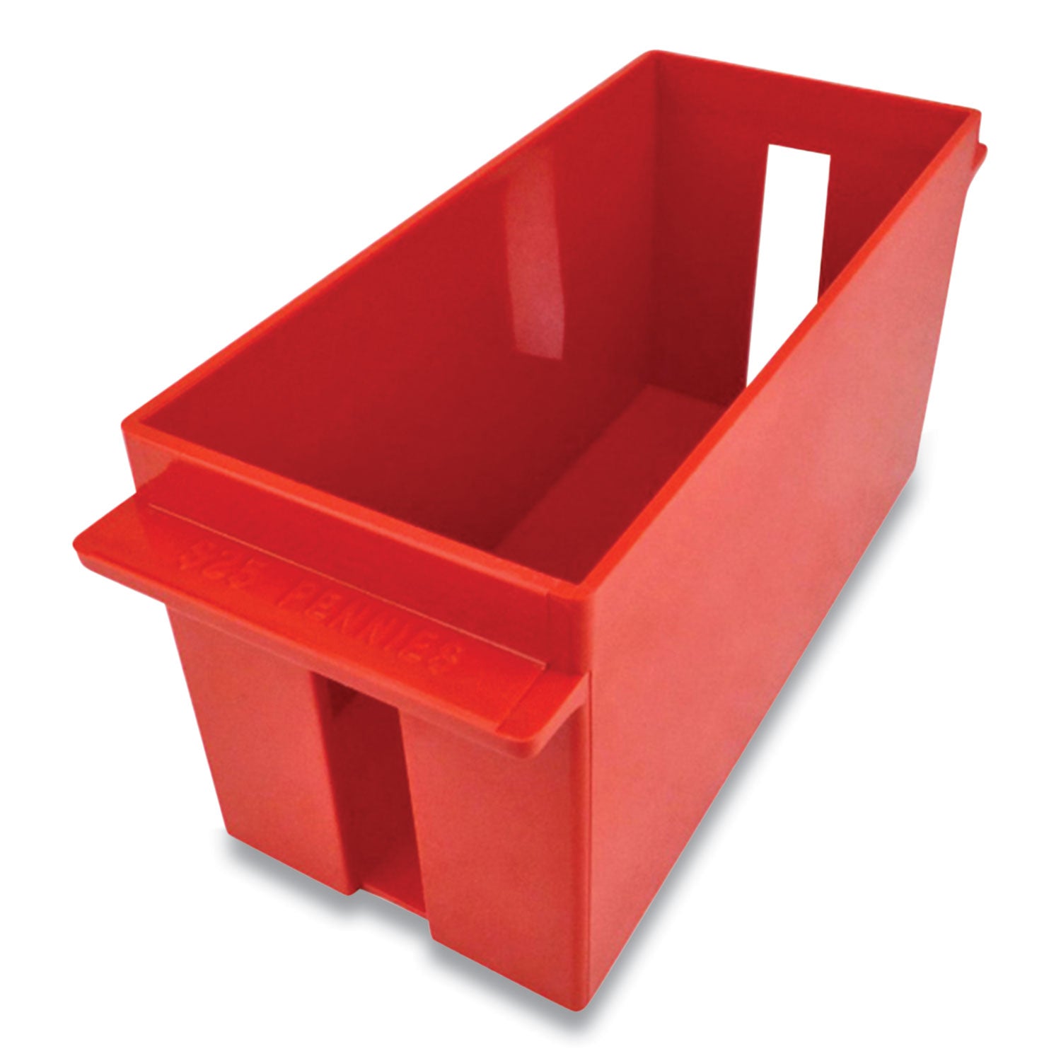 Extra-Capacity Coin Tray, Pennies, 1 Compartment, Denomination and Capacity Etched On Side, Stackable, Plastic, Red