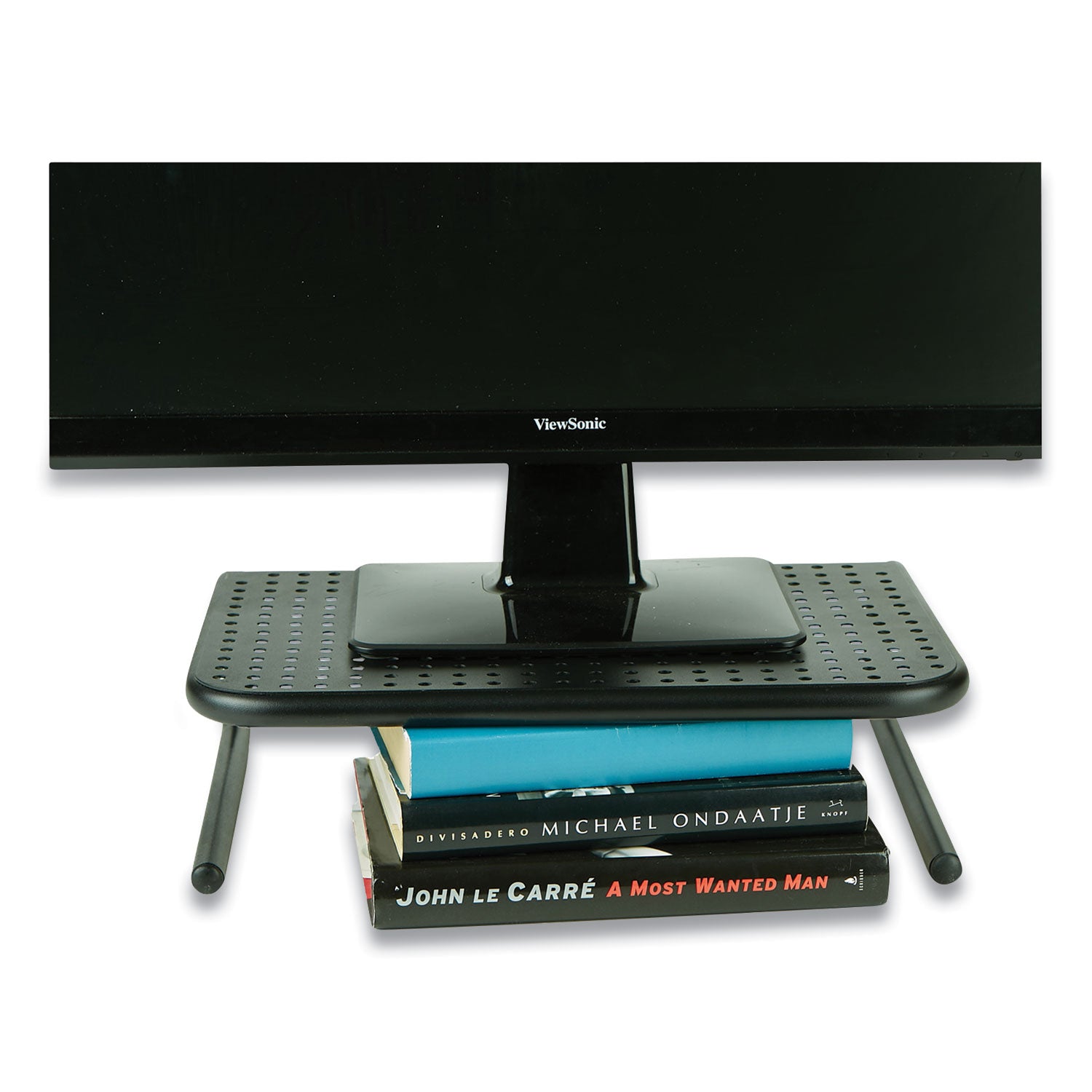 Mind Reader Metal Monitor Stand Riser for Computer, 14.88" x 11.33" x 4.21", Black, Supports 44 lbs