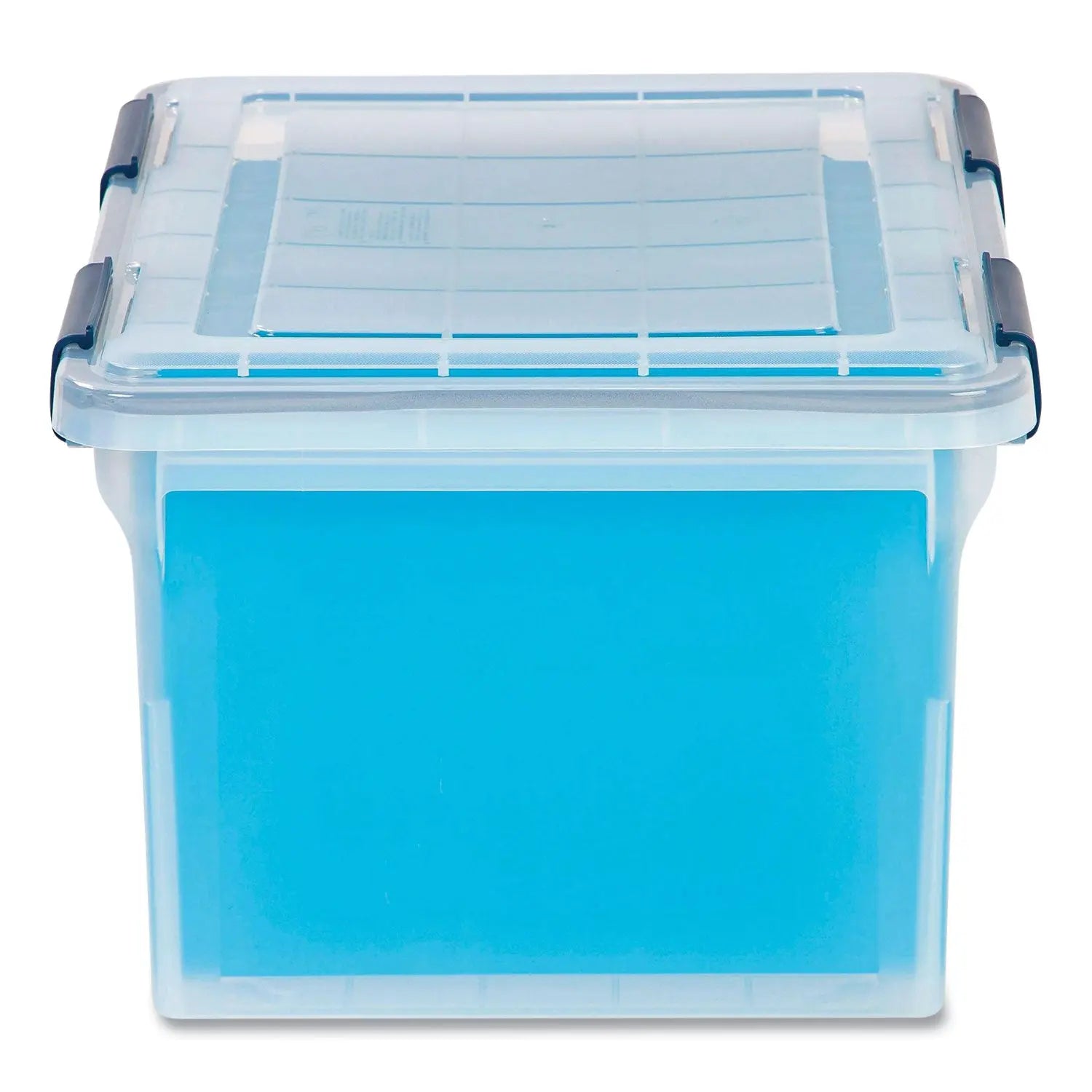 WEATHERTIGHT File Box, Letter/Legal Files, 15.5 x 17.9 x 10.8, Clear/Blue Accents IRIS Flipcost