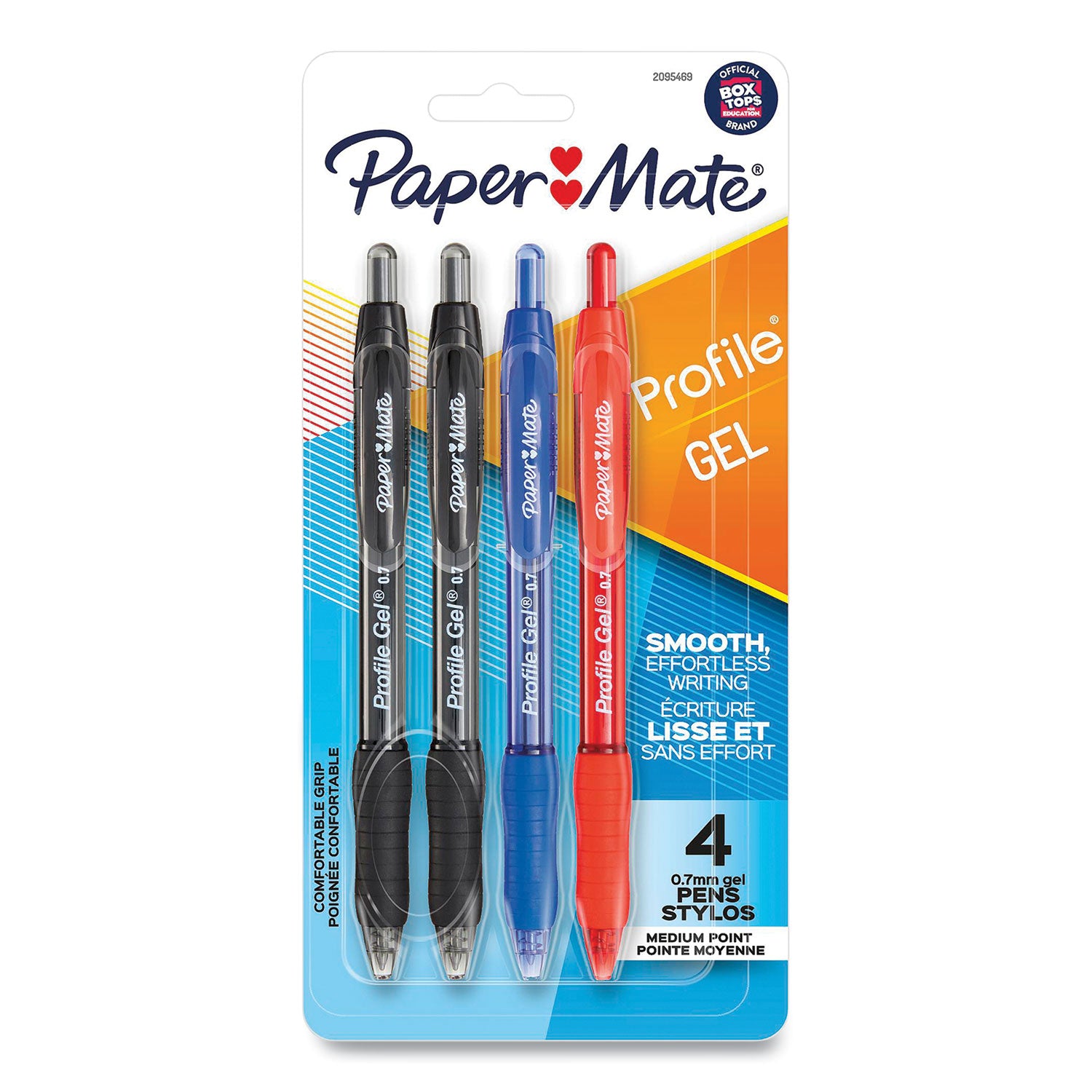 Profile Gel Pen, Retractable, Medium 0.7 mm, Assorted Ink and Barrel Colors, 4/Pack