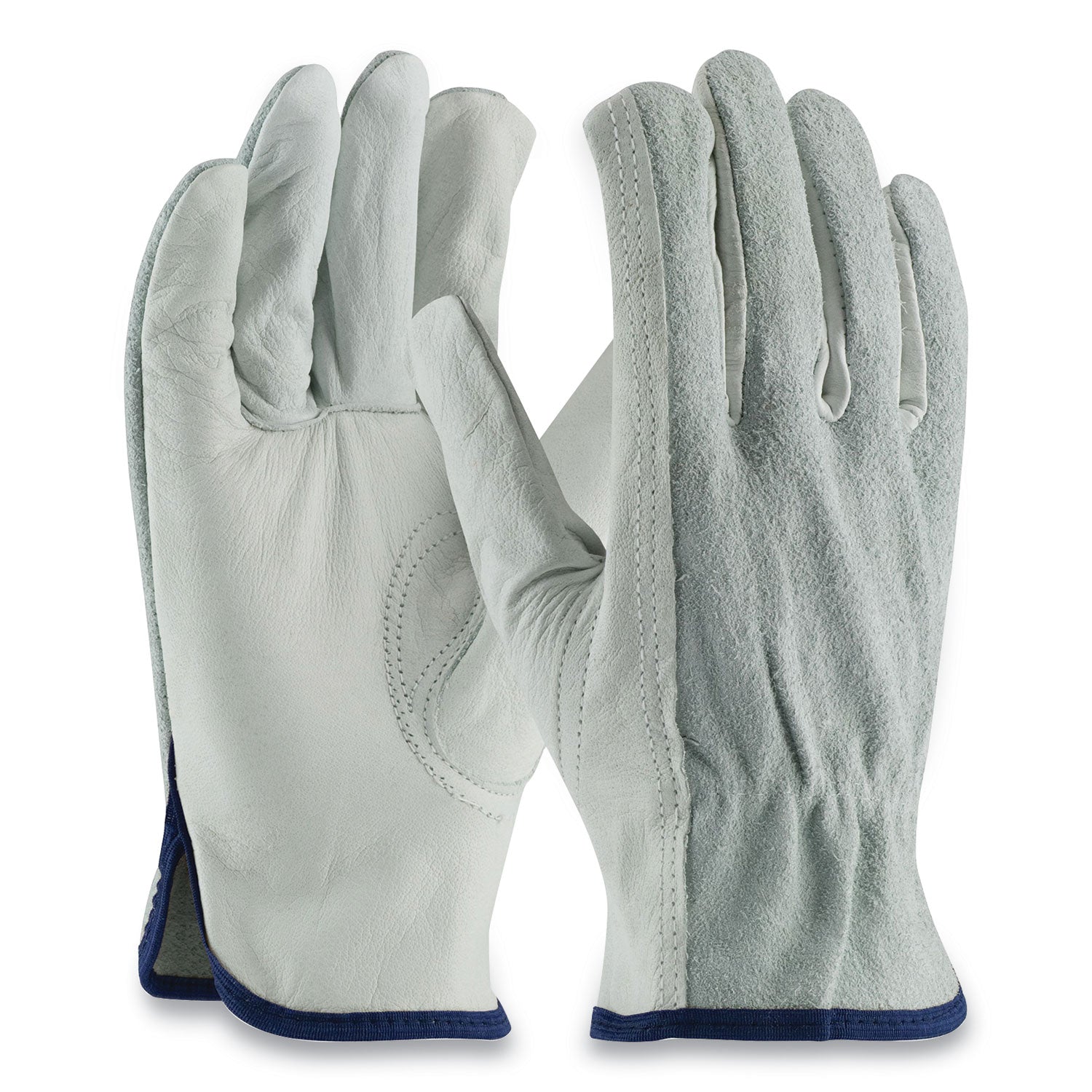 PIP Top-Grain Leather Drivers Gloves With Shoulder-Split Cowhide Leather Back, X-Large, Gray