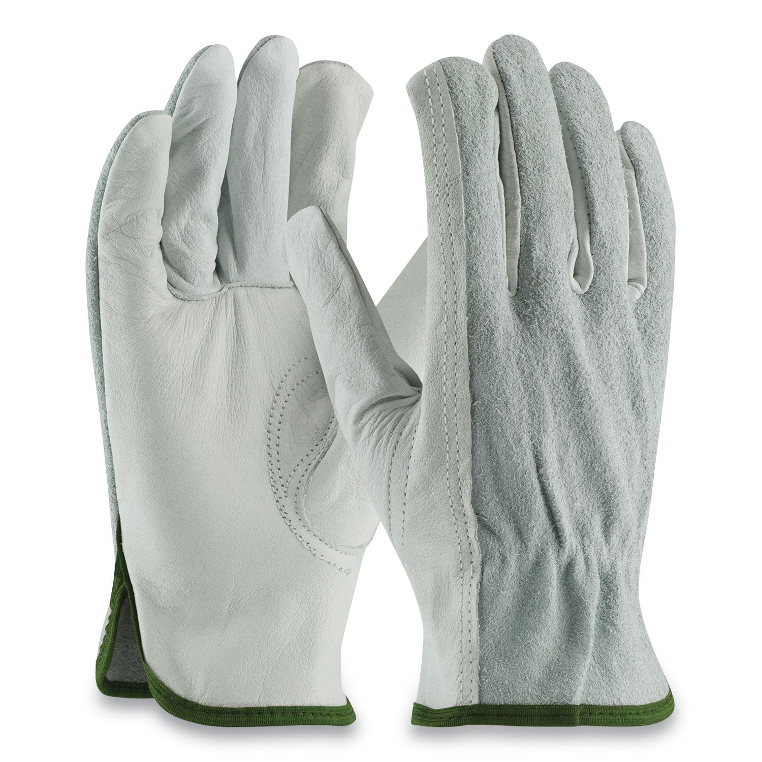 PIP Top-Grain Leather Drivers Gloves With Shoulder-Split Cowhide Leather Back, Medium, Gray