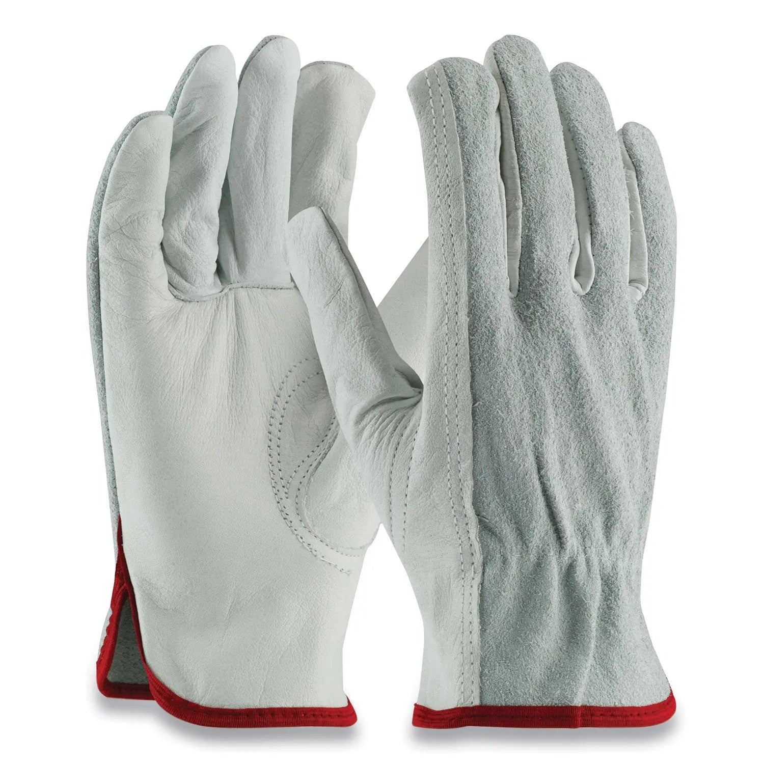 Top-Grain Leather Drivers Gloves with Shoulder-Split Cowhide Leather Back, Small, Gray PIP Flipcost