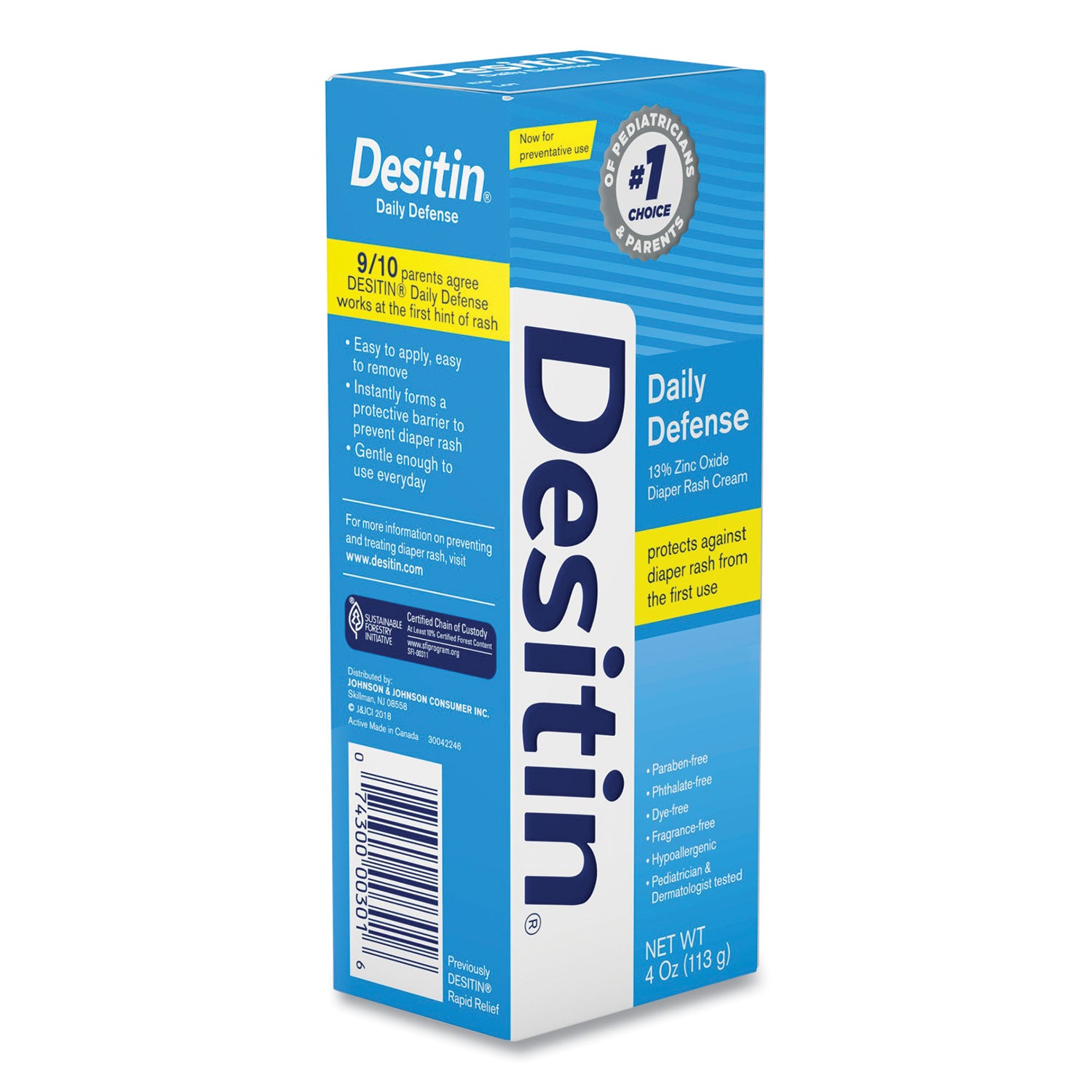 Desitin® Daily Defense Baby Diaper Rash Cream With Zinc Oxide, 4 Oz Tube
