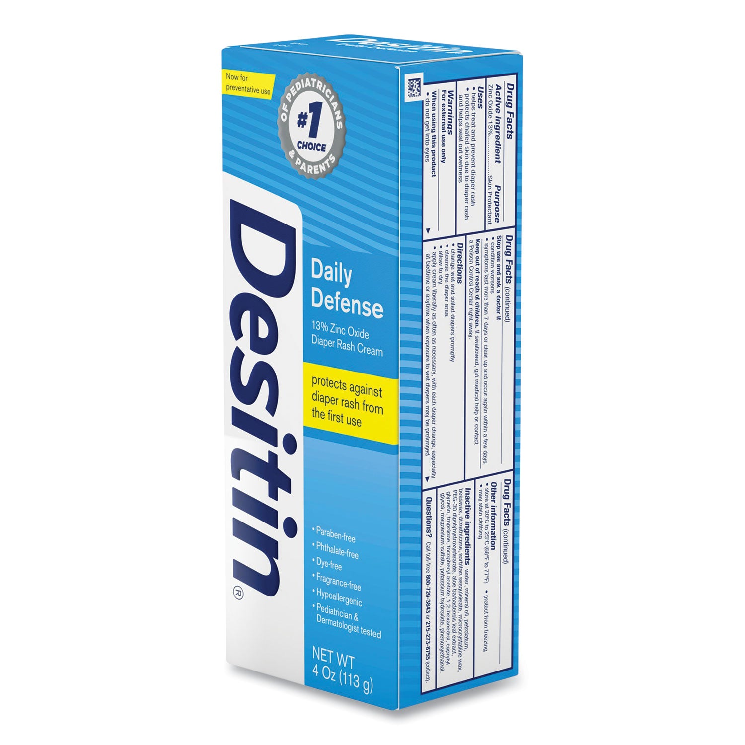 Desitin® Daily Defense Baby Diaper Rash Cream With Zinc Oxide, 4 Oz Tube