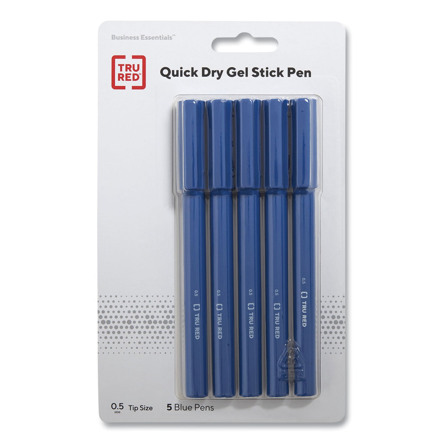 TRU RED™ Quick Dry Gel Pen, Stick, Fine 0.5 Mm, Blue Ink, Blue Barrel, 5/pack