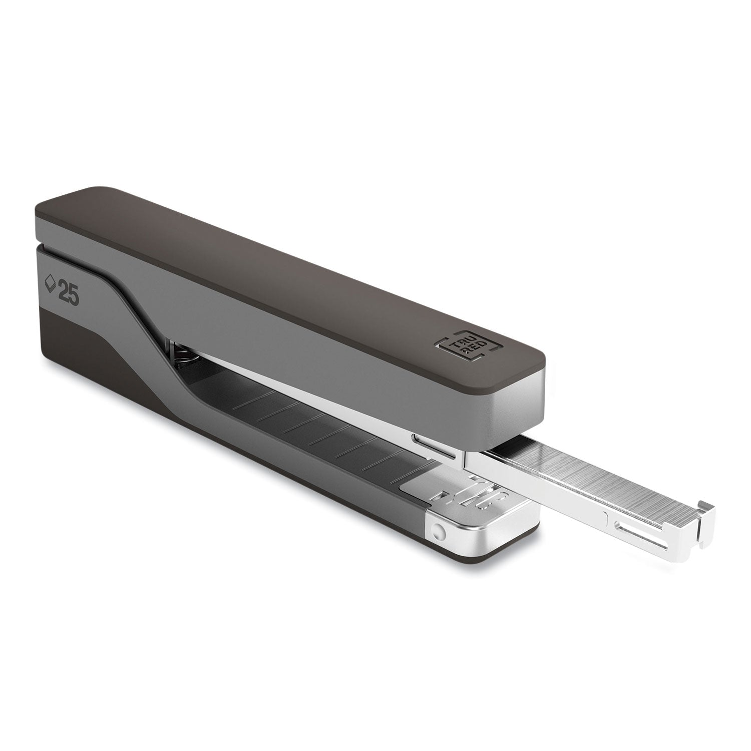 TRU RED™ Desktop Aluminum Full Strip Stapler, 25-Sheet Capacity, Gray/black