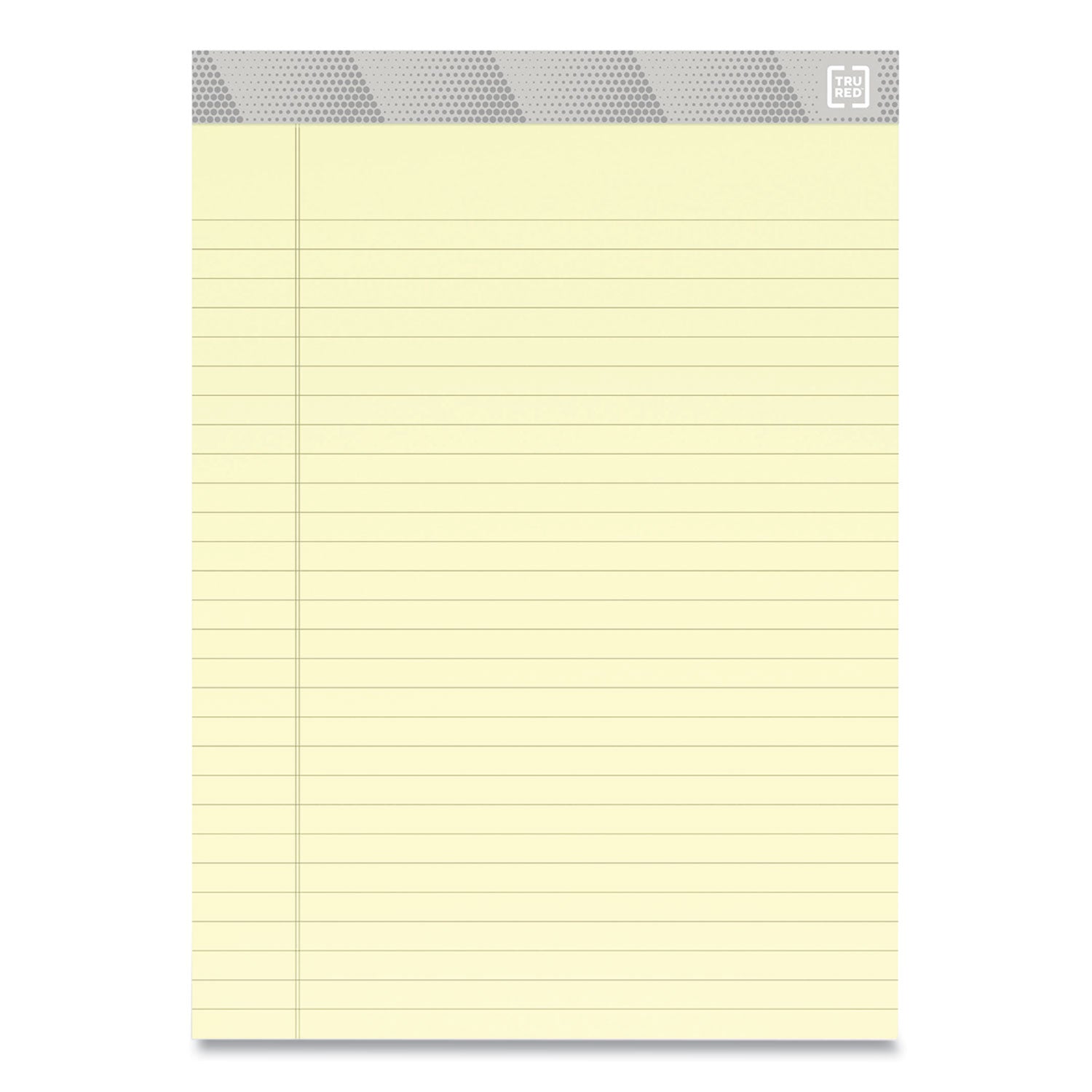 TRU RED™ Notepads, Wide/legal Rule, 50 Canary-Yellow 8.5 X 11.75 Sheets, 12/pack