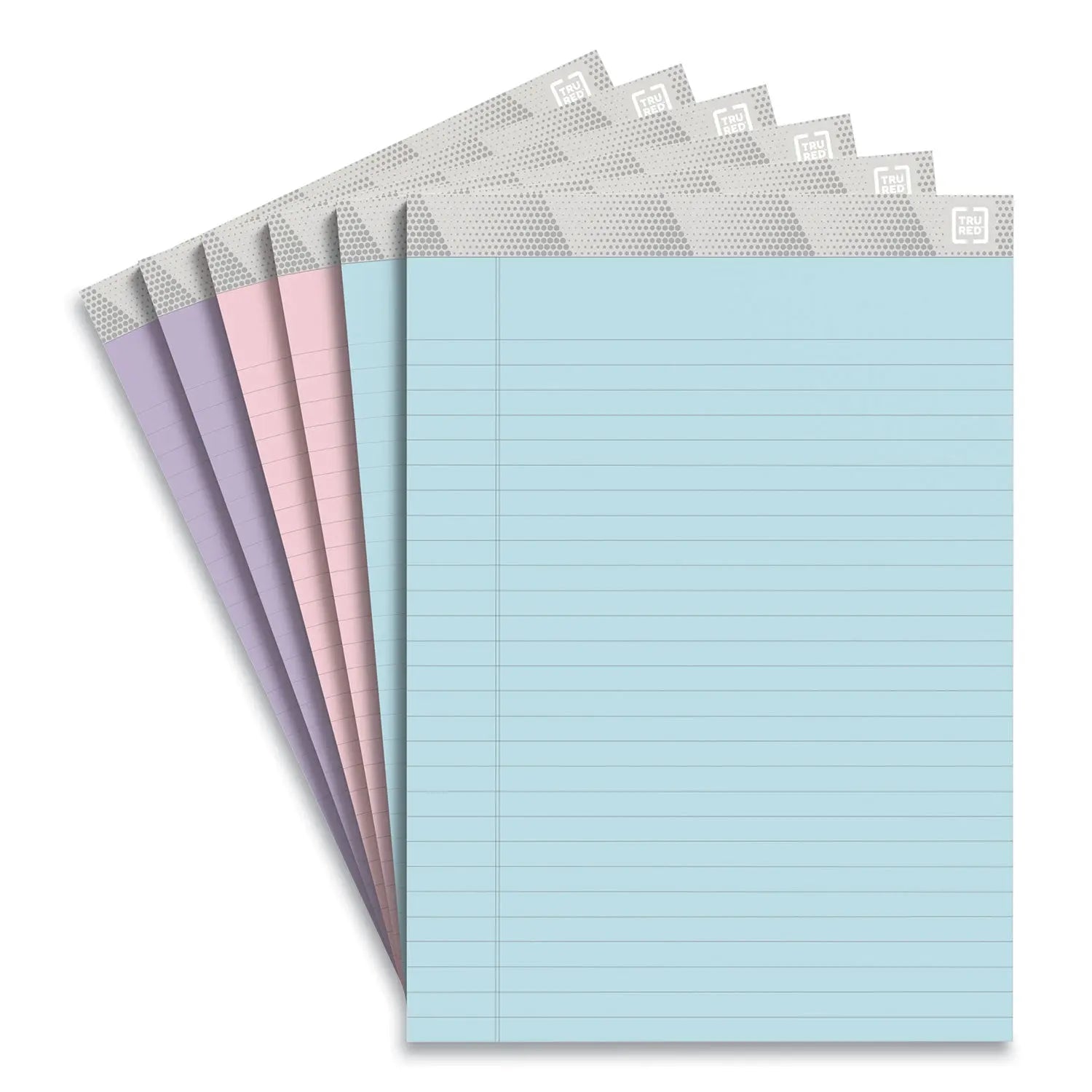Notepads, Wide/Legal Rule, 50 Assorted Pastel-Color 8.5 x 11.75 Sheets, 6/Pack