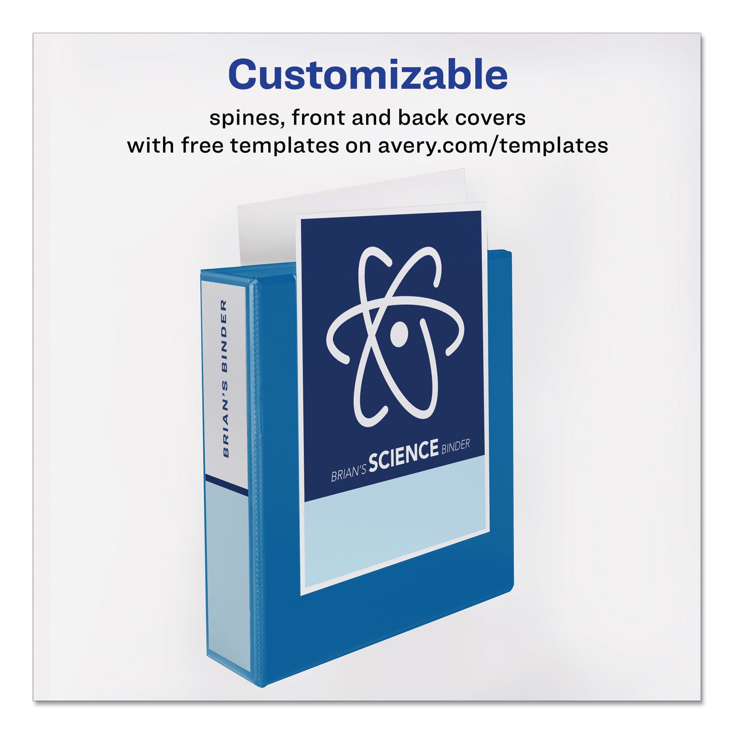 Avery® Durable View Binder With Durahinge And Slant Rings, 3 Rings, 1.5" Capacity, 11 X 8.5, Blue