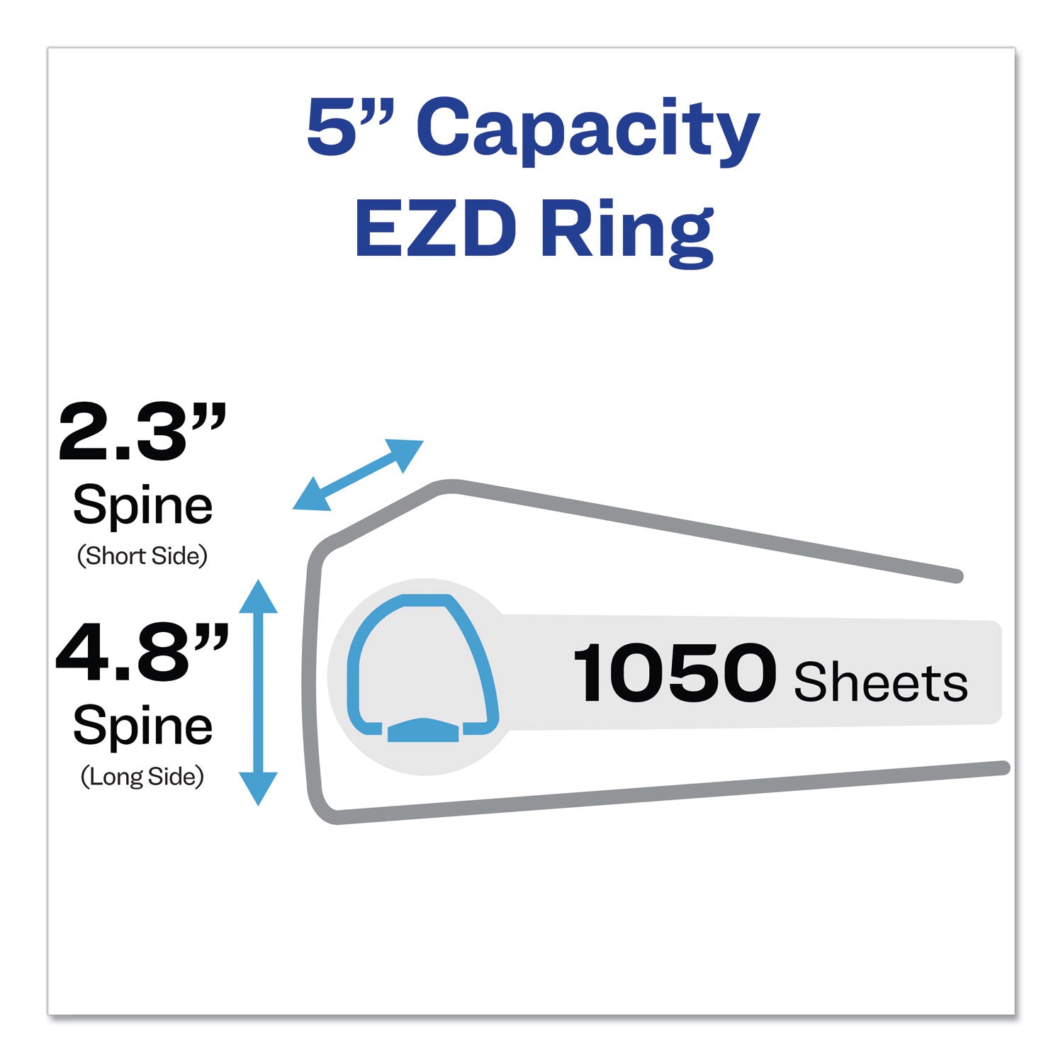 Avery® Durable View Binder With Durahinge And Ezd Rings, 3 Rings, 5" Capacity, 11 X 8.5, White, (9901)