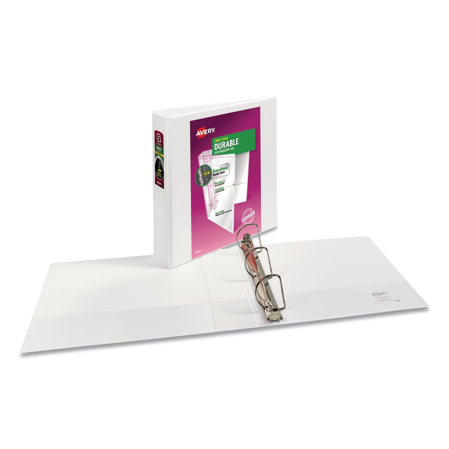 Avery® Durable View Binder With Durahinge And Slant Rings, 3 Rings, 2" Capacity, 11 X 8.5, White, 4/pack