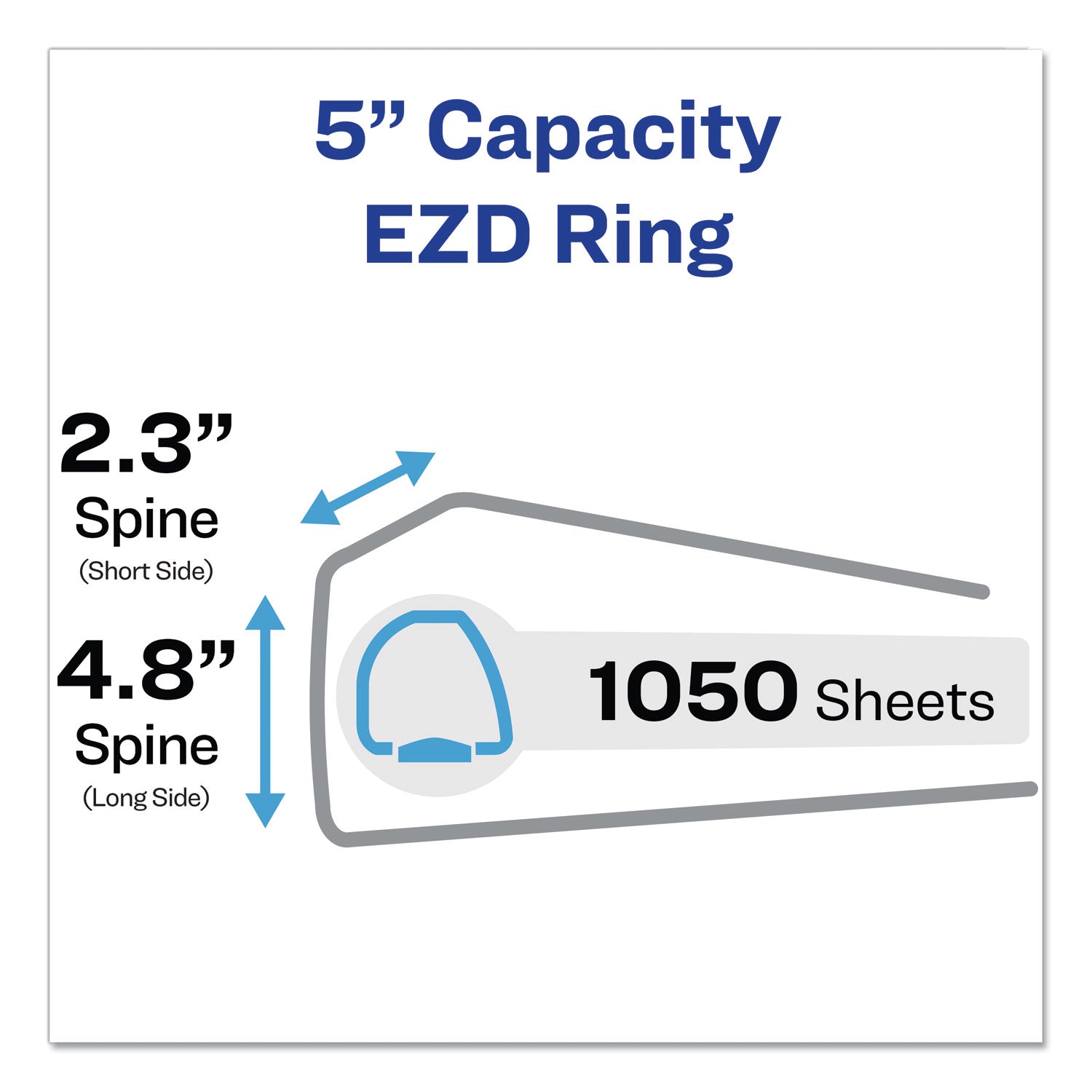 Avery® Durable View Binder With Durahinge And Ezd Rings, 3 Rings, 5" Capacity, 11 X 8.5, Black, (9900)