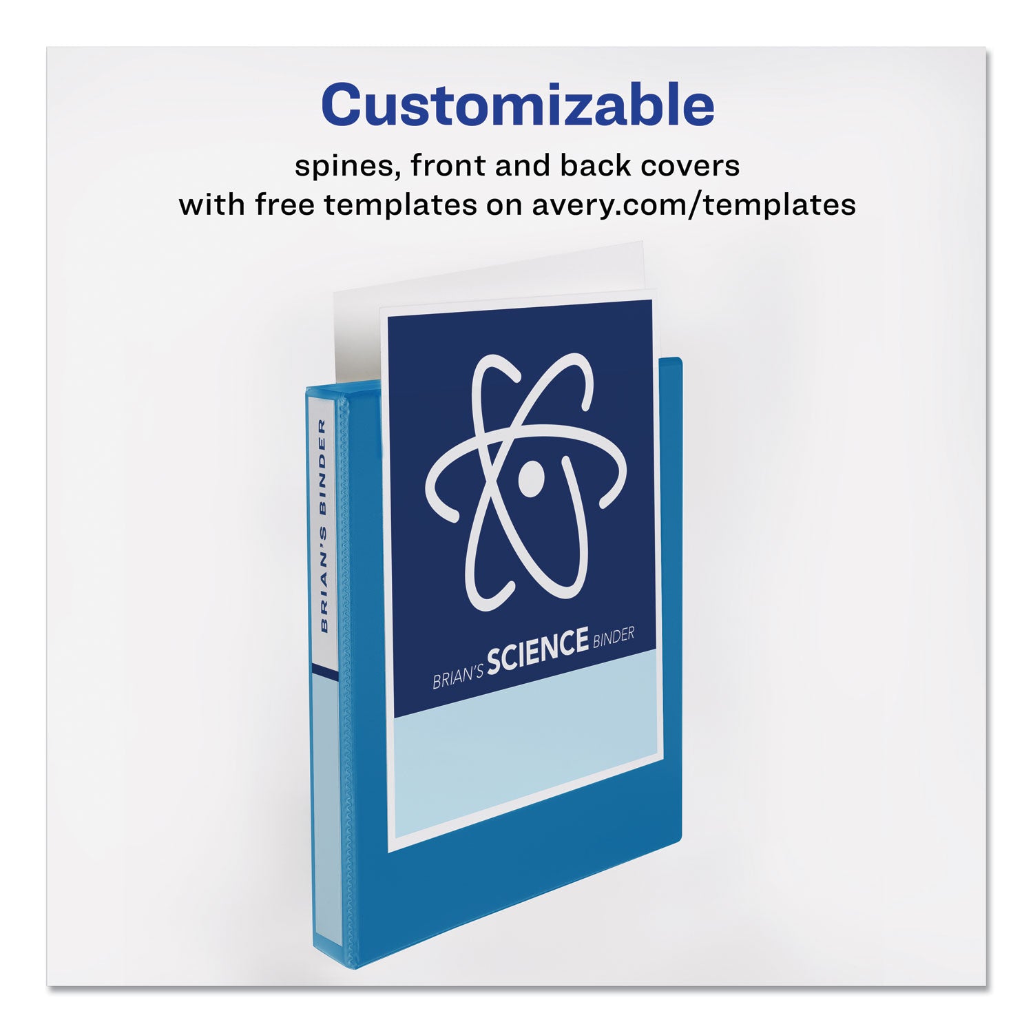 Avery® Durable View Binder With Durahinge And Slant Rings, 3 Rings, 1" Capacity, 11 X 8.5, Aqua