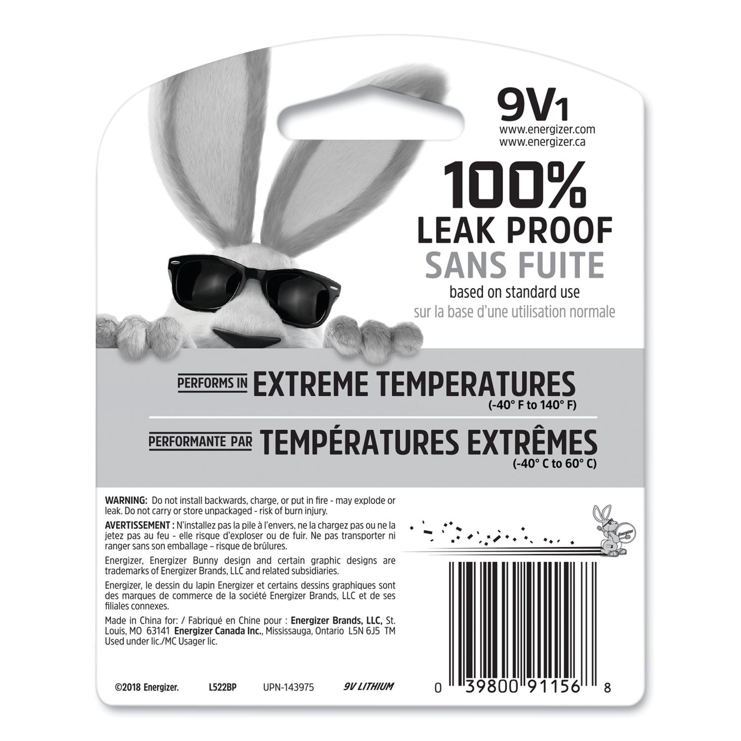 Energizer® Ultimate Lithium 9v Batteries